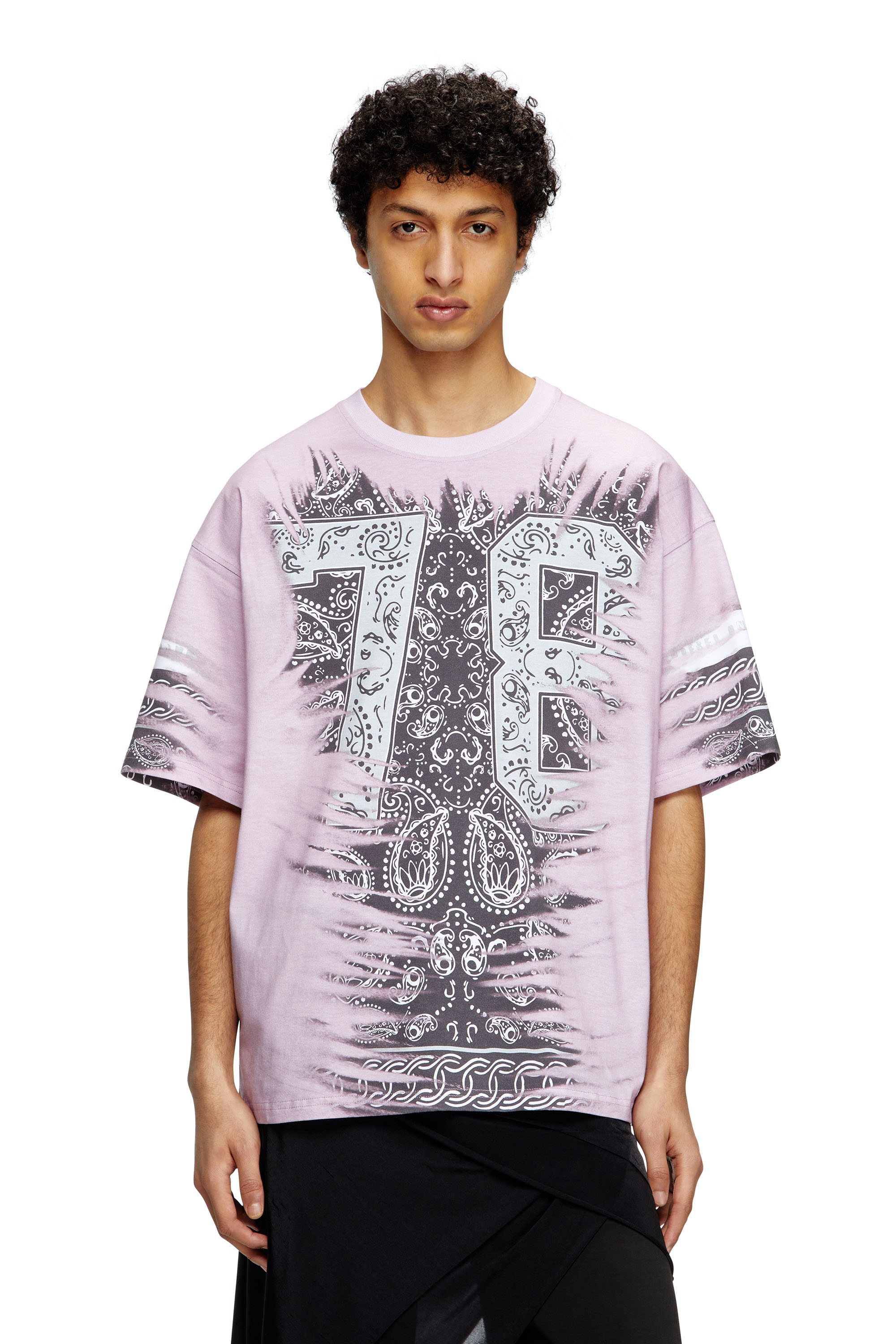 Diesel - T-BOXT-78-R1, Man's T-shirt with 78 bandana print in Pink - 1