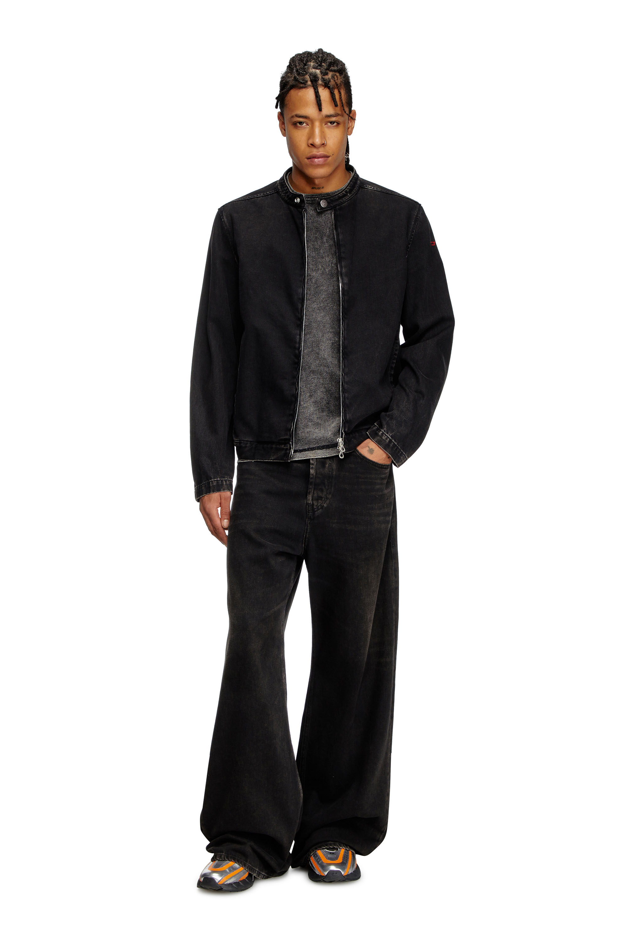 D-GLORY, Black Diesel - D-GLORY, Man's Moto jacket in clean-wash denim in Black - 1