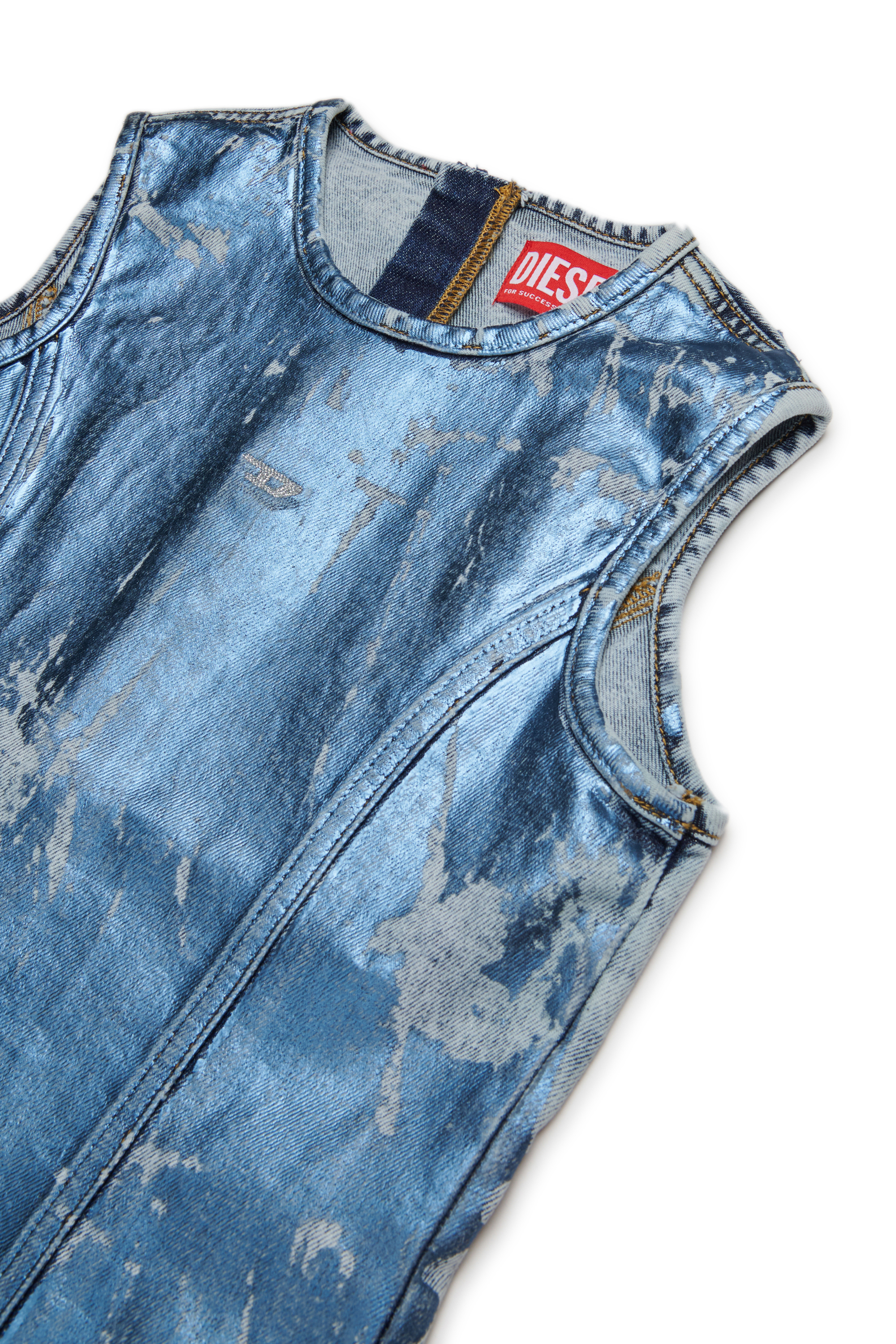 Diesel - DUMPYX, Woman's Denim dress with a marbled effect in Light Blue - 3