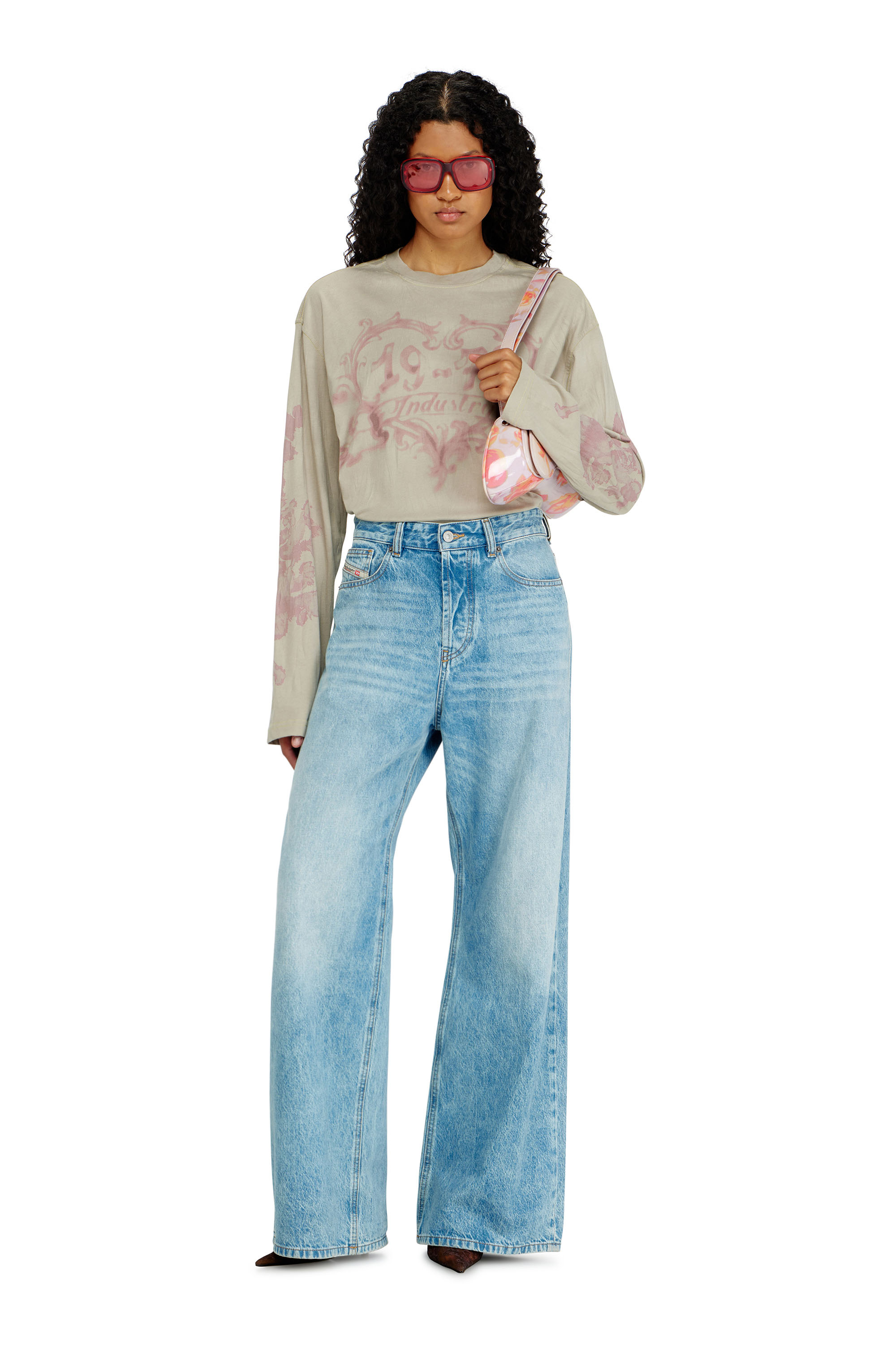 Diesel - T-HILARY-LS-AA1, Woman's Cotton long-sleeve T-shirt with graphic print in null - 2