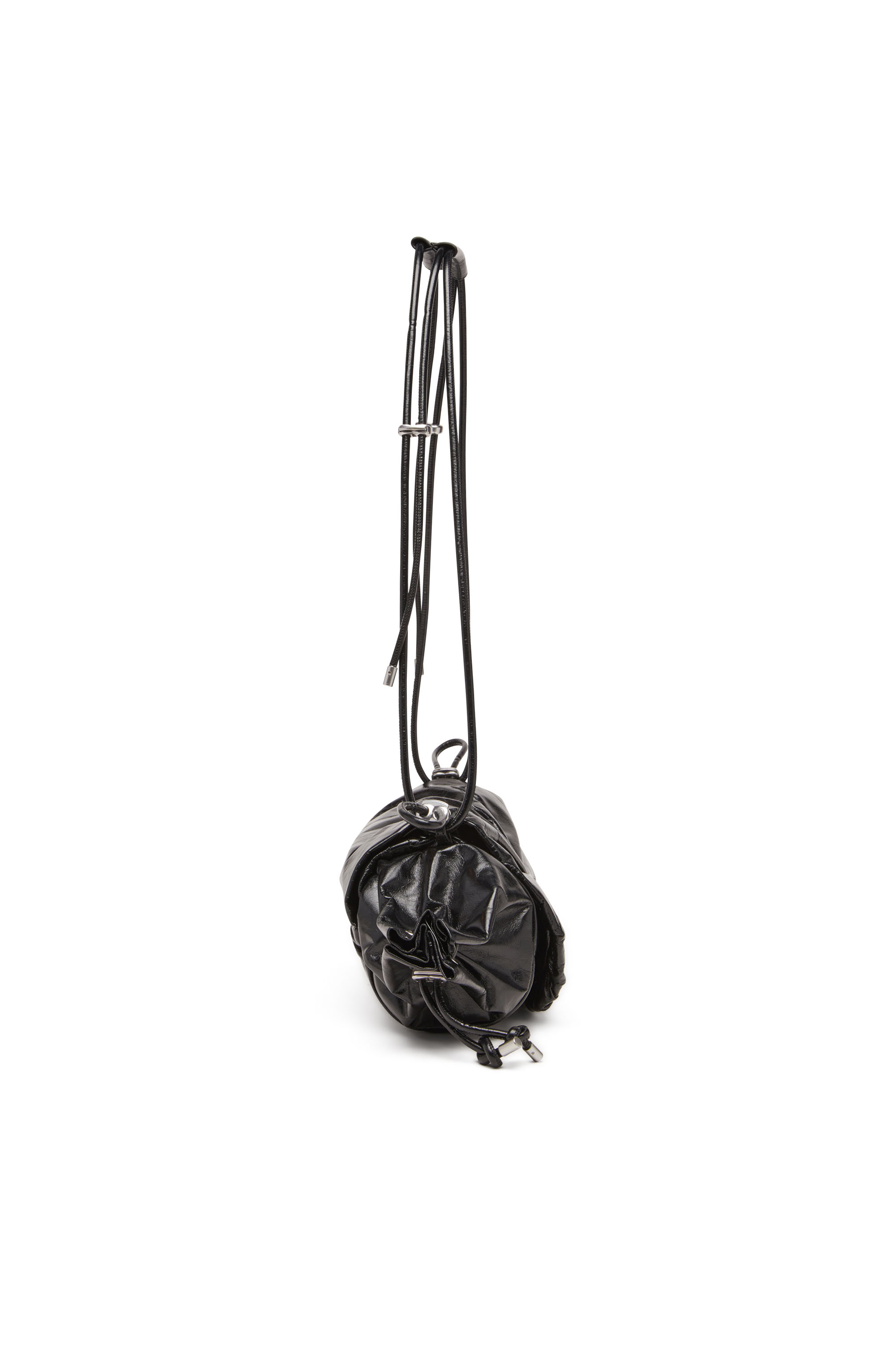 Diesel - SCRUNCH-D SHOULDER M, Woman's Scrunch-D M-Shoulder bag in shiny leather in Black - 3