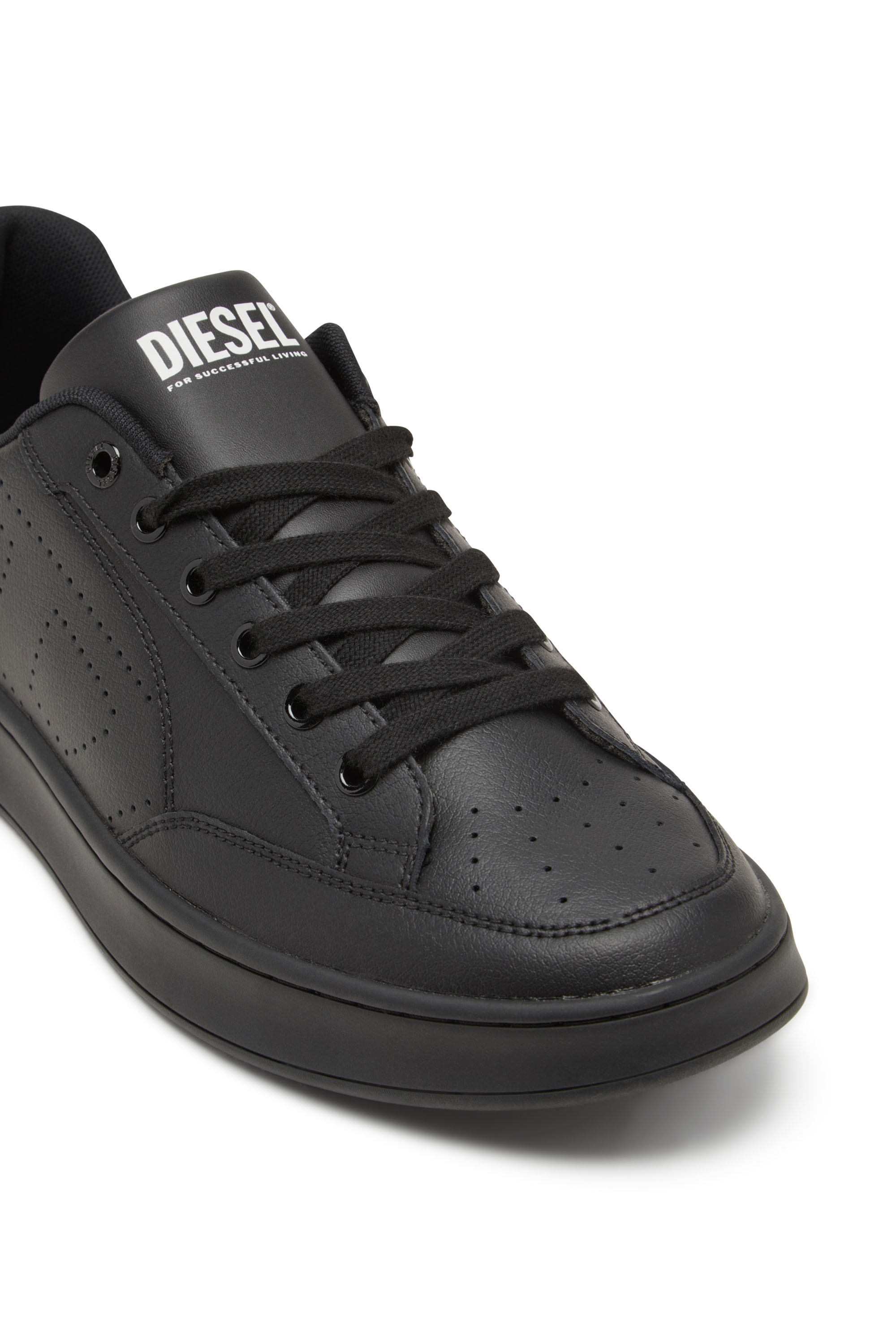 Diesel - S-DAKOTA LOW, Man's S-Dakota-Leather sneakers with perforated logo in Black - 5