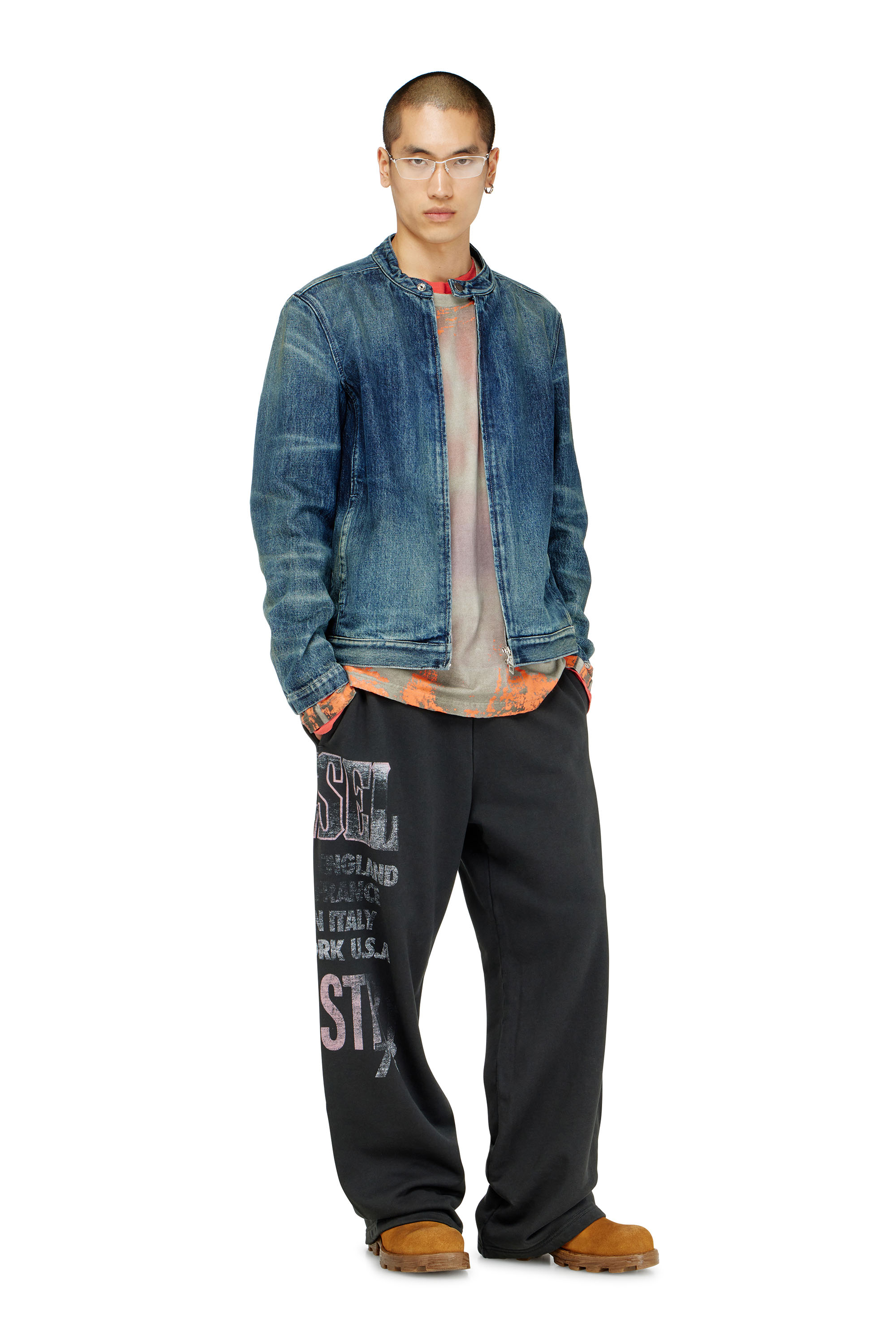 Diesel - P-ILL, Man's Sweatpants with concert graphics in Black - 1