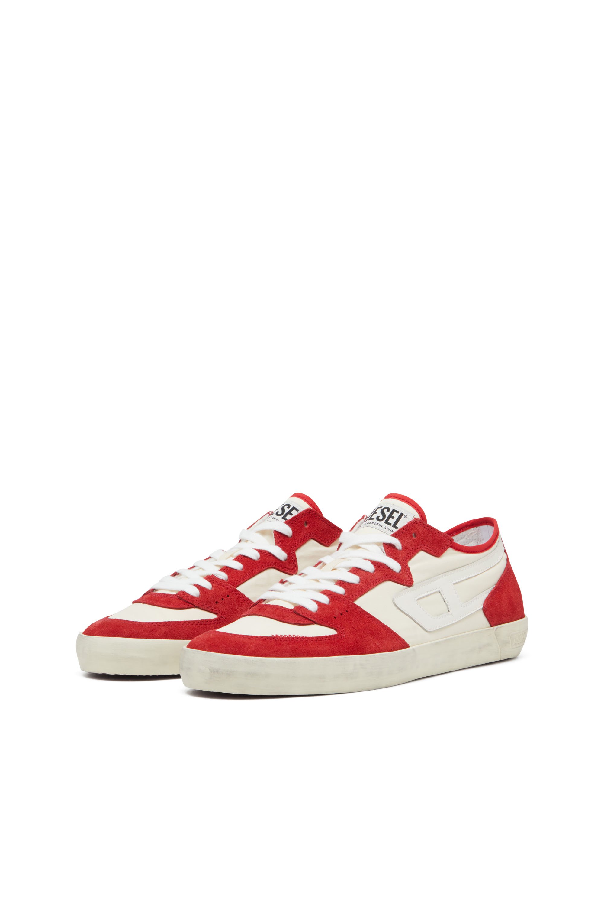 Diesel - S-LEROJI D-1 LOW, Man's Sneakers in padded ripstop and suede in Red/White - 8