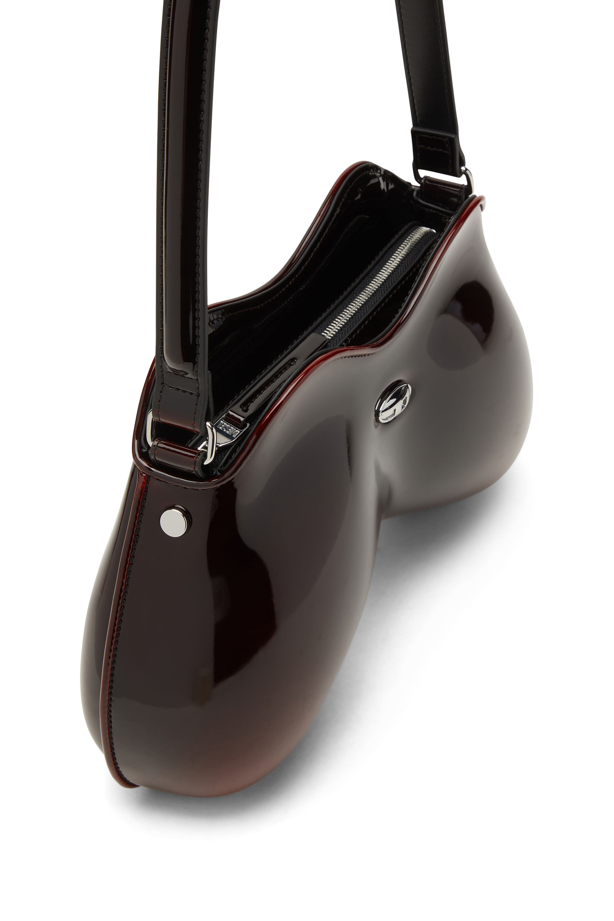 Diesel - DOUBLE-D SHOULDER, Woman's Double-D-Rigid shoulder bag in dégradé glossy PU in Burgundy - 3