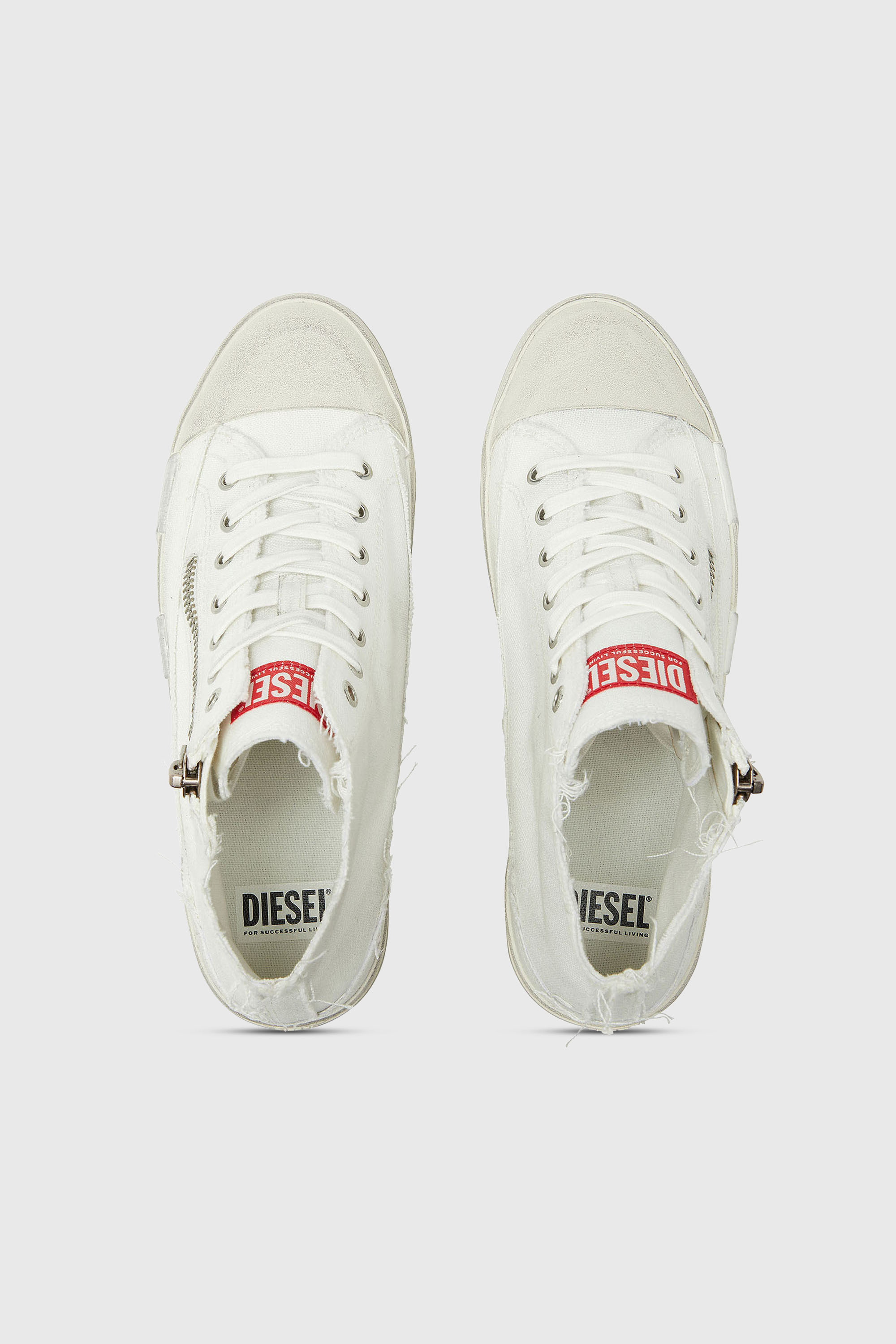 Diesel - S-D-VERSE ZIP MID II, Man's S-D-Verse -  Sneakers in frayed canvas with D logo in White - 4