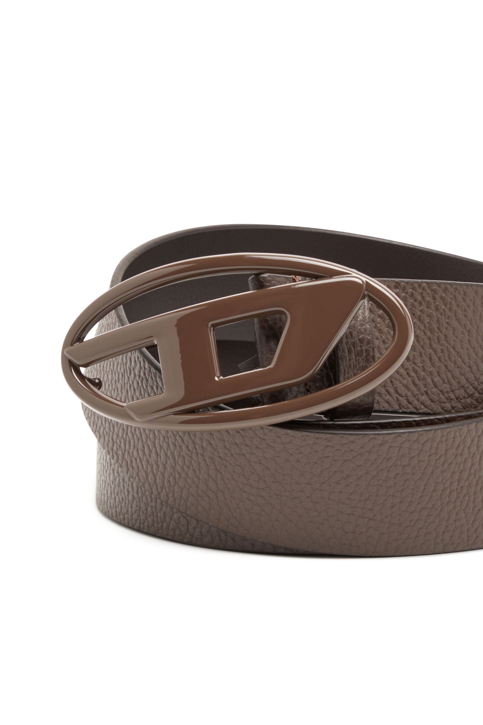 Diesel - B-1DR, Unisex's 4cm Leather belt with matte buckle in Brown - 3