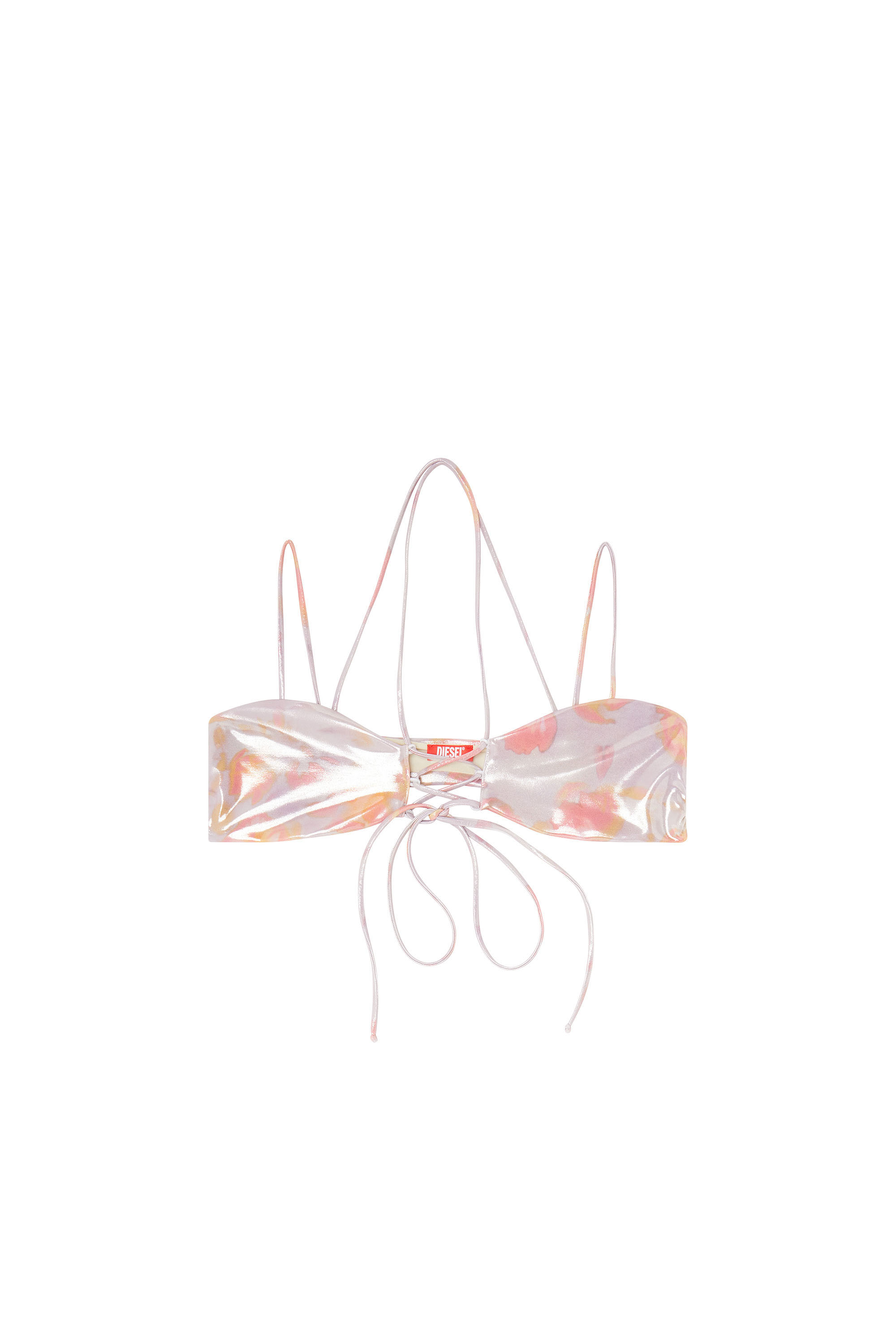 Diesel - NADINE-UTLT, Woman's Strappy metallic bikini top with floral print in Lilac - 4