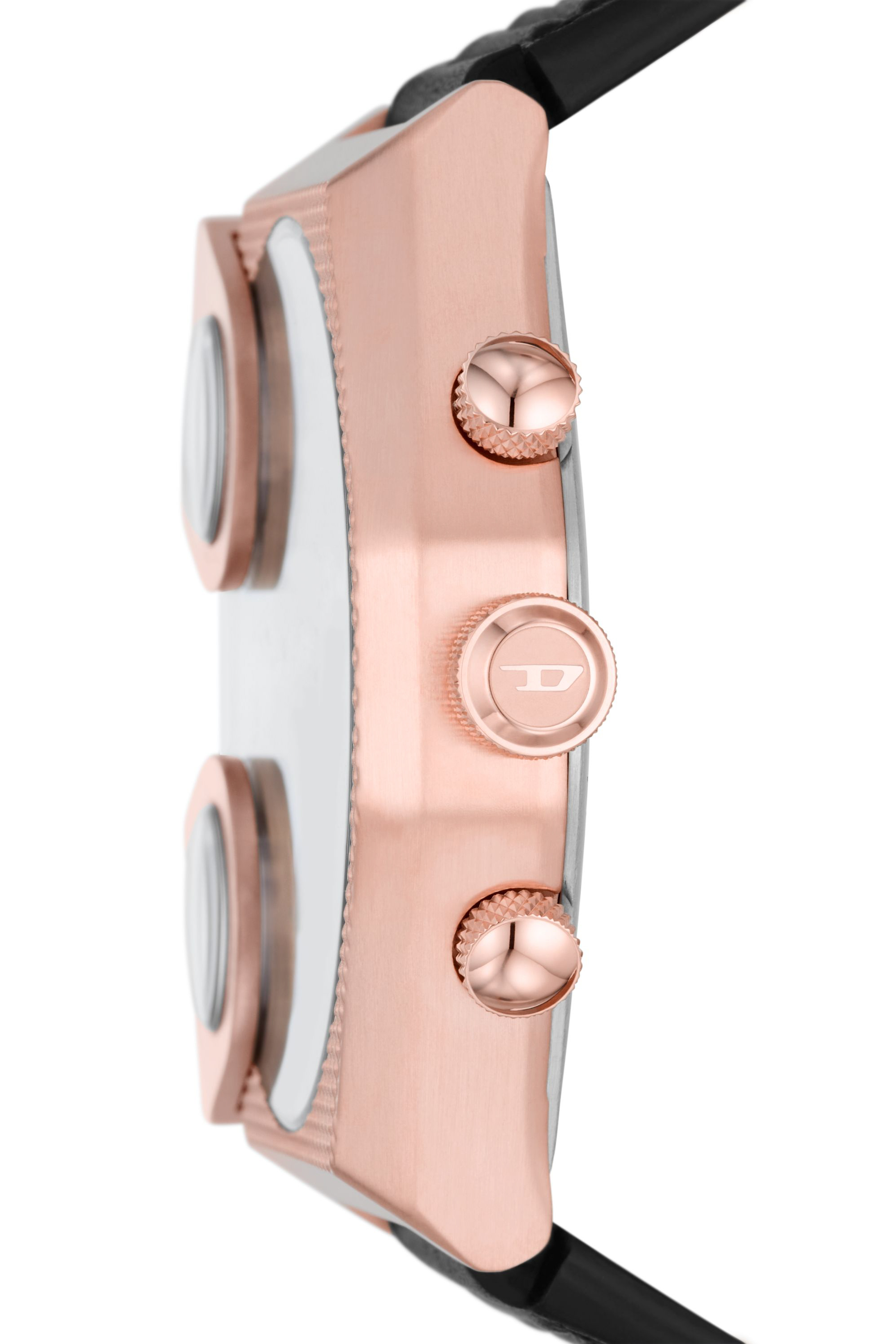 Diesel - DZ7475, Man's Sideshow Black Leather Watch in Black/Pink - 3