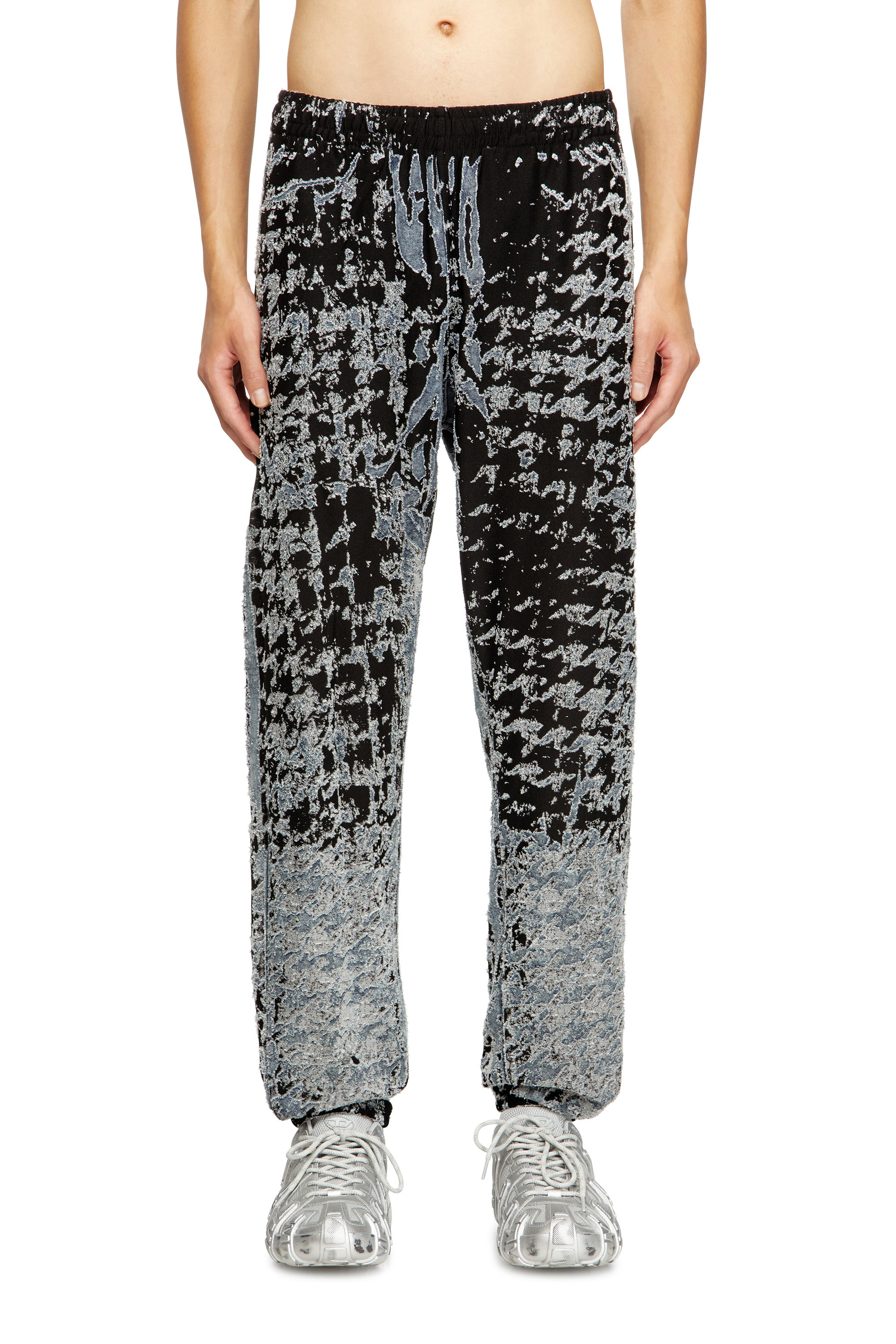 Diesel - P-LABIS, Man's Elasticated pants in devoré houndstooth in Black/White - 3
