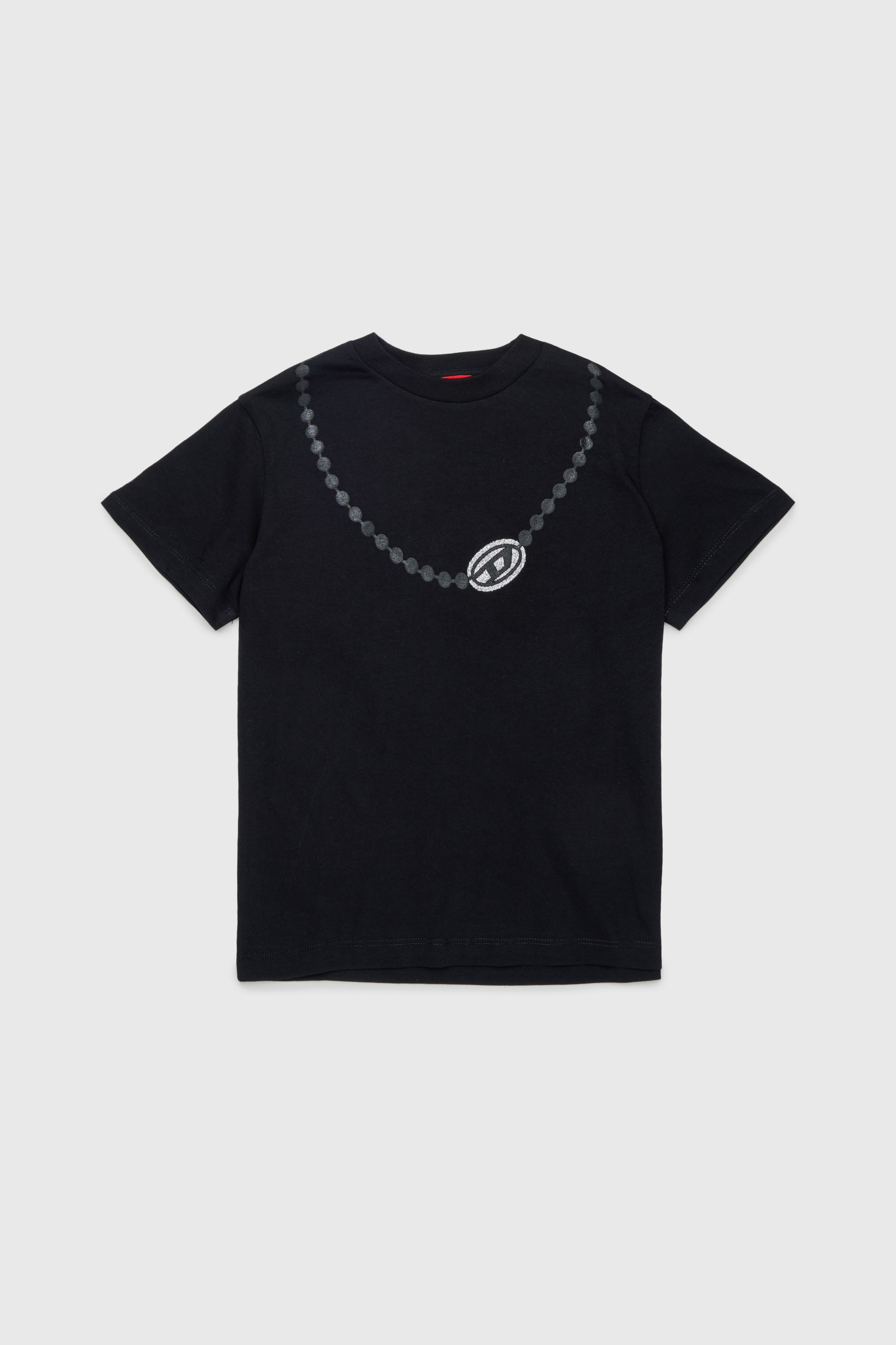 Diesel - TICLA, Woman's Cotton T-shirt with necklace print in Black - 1