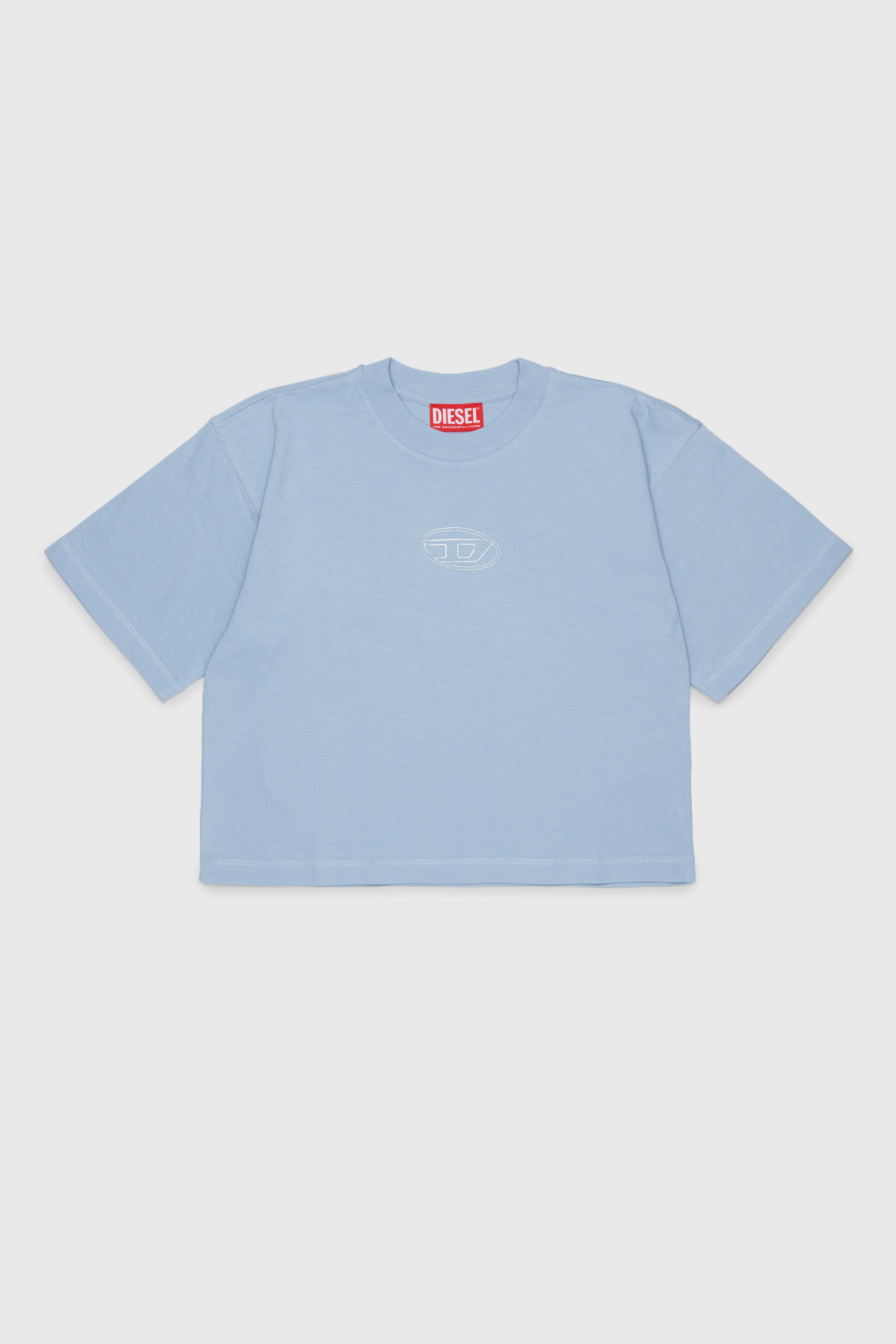 Diesel - TLIXIN, Woman's Cropped T-shirt with Oval D logo in Light Blue - 1
