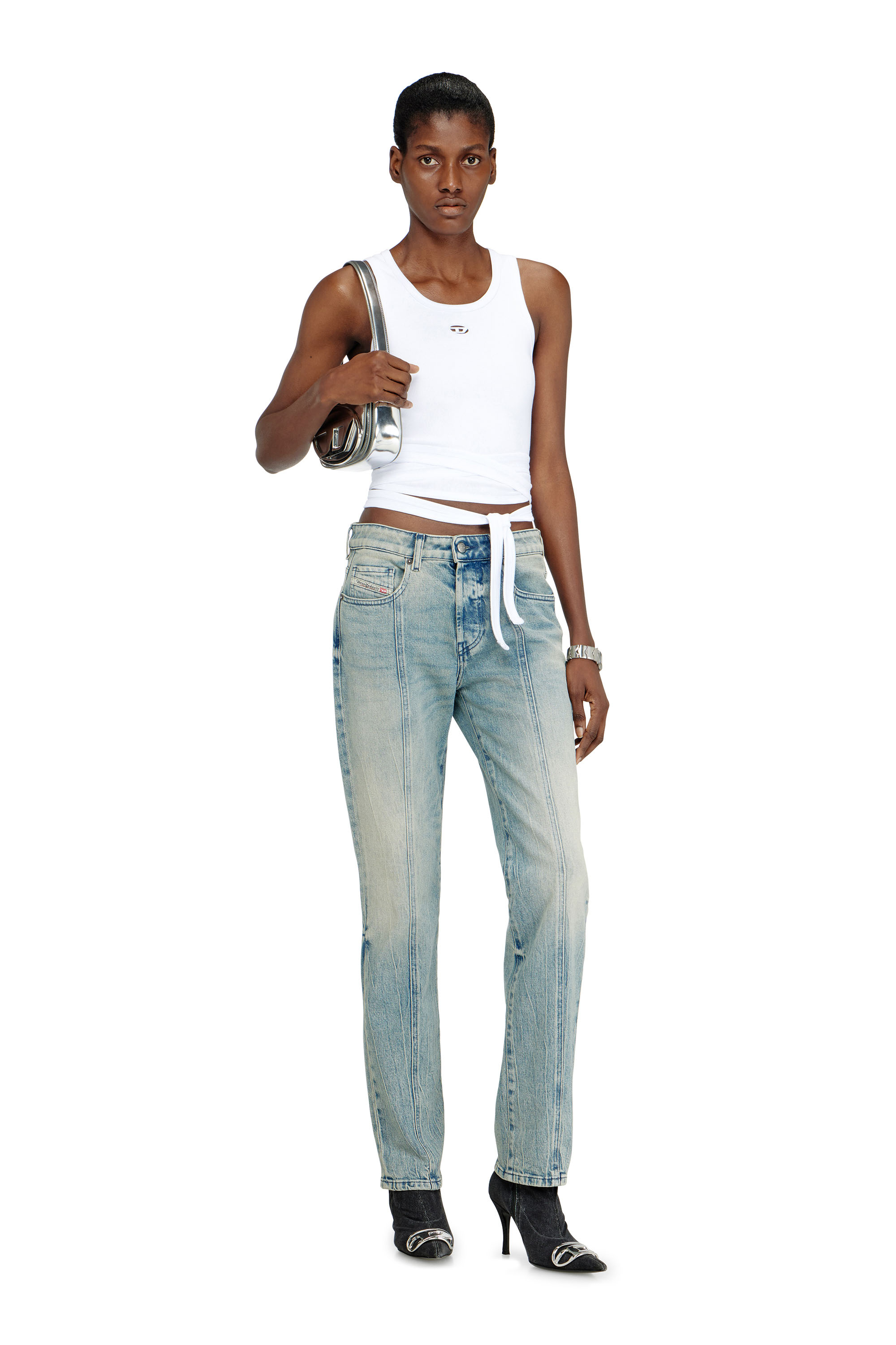 Diesel - 1DR, Woman's 1DR-Iconic shoulder bag in mirrored leather in Silver - 2