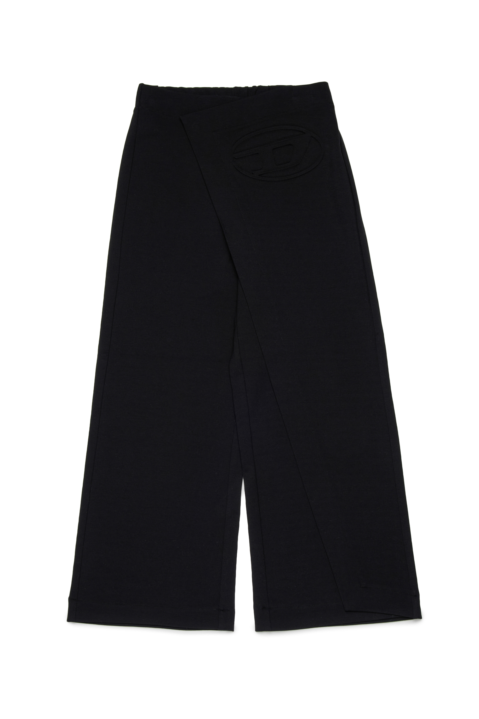 Diesel - PEGILSY, Woman's Wrap-front pants with mega Oval D logo in Black - 1