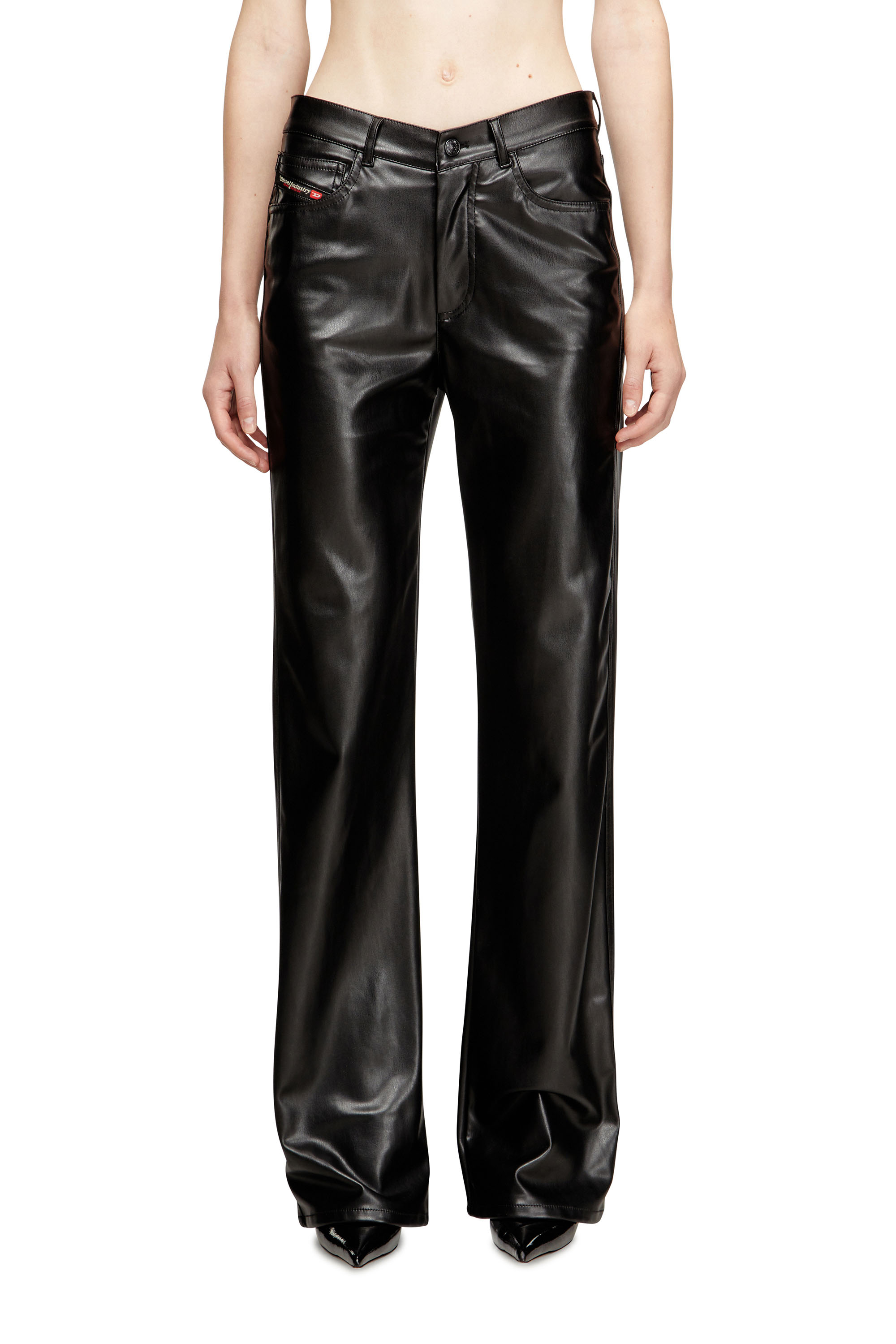 Diesel - P-LAIN, Woman's Five pocket pants in coated fabric in Black - 3
