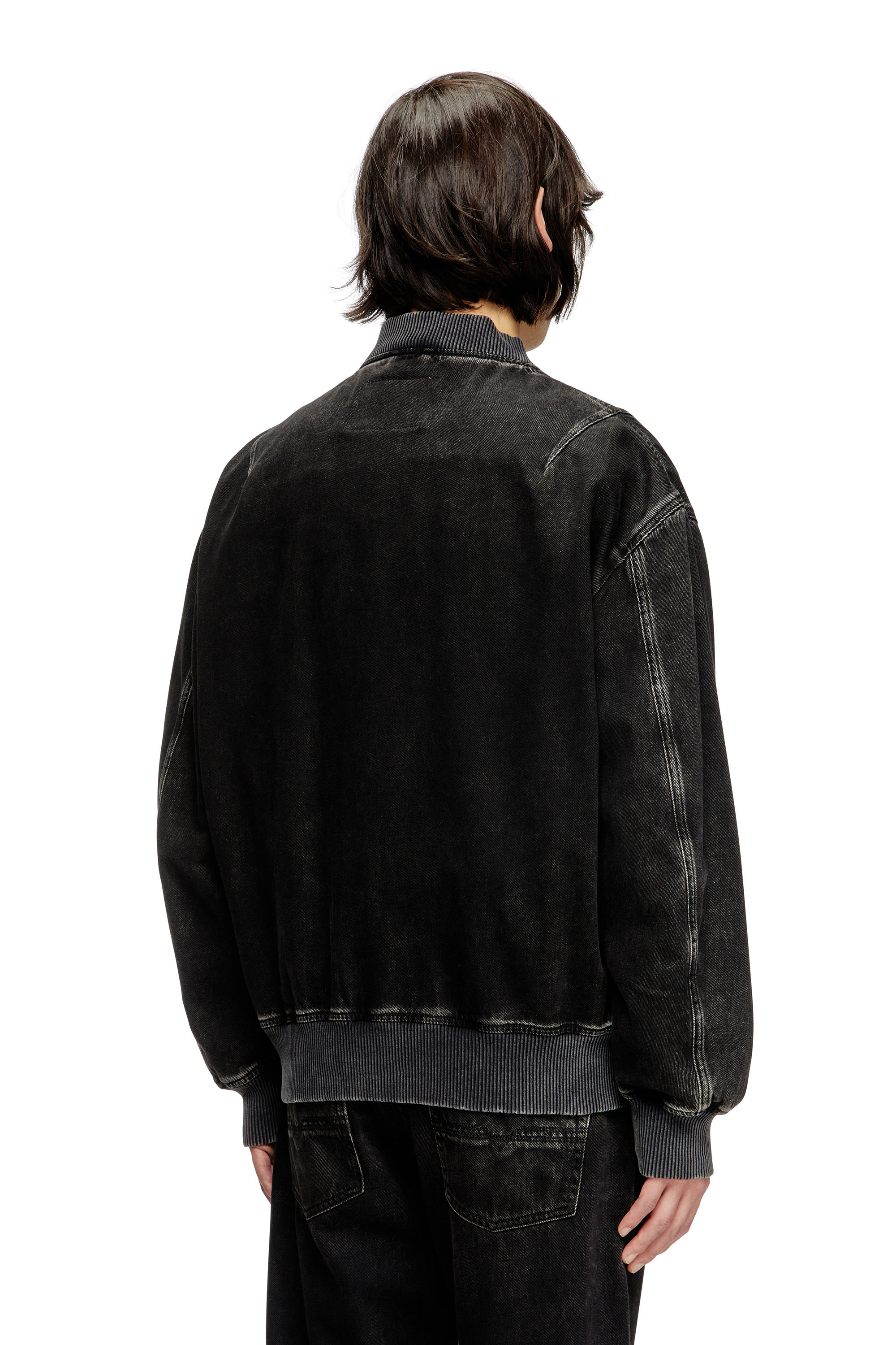 Diesel - D-VINZ, Man's Bomber jacket in clean-wash denim in Black - 4