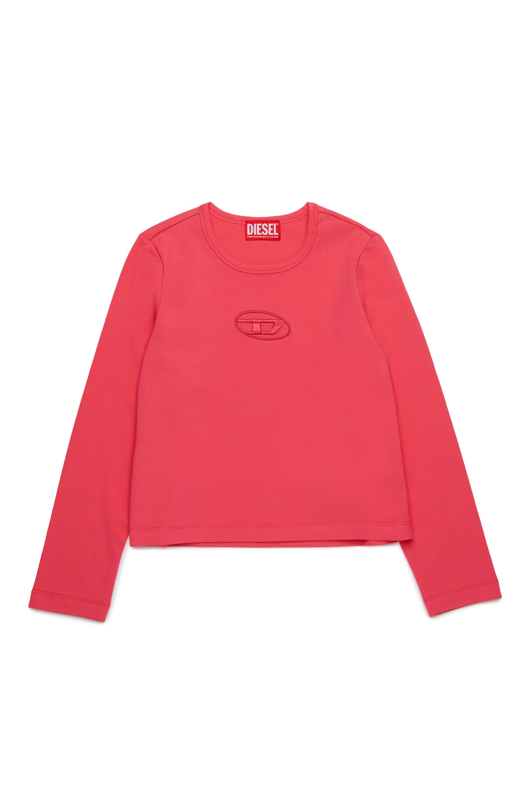 Diesel - TIVAL, Woman's Long-sleeve T-shirt with logo embroidery in Pink - 1