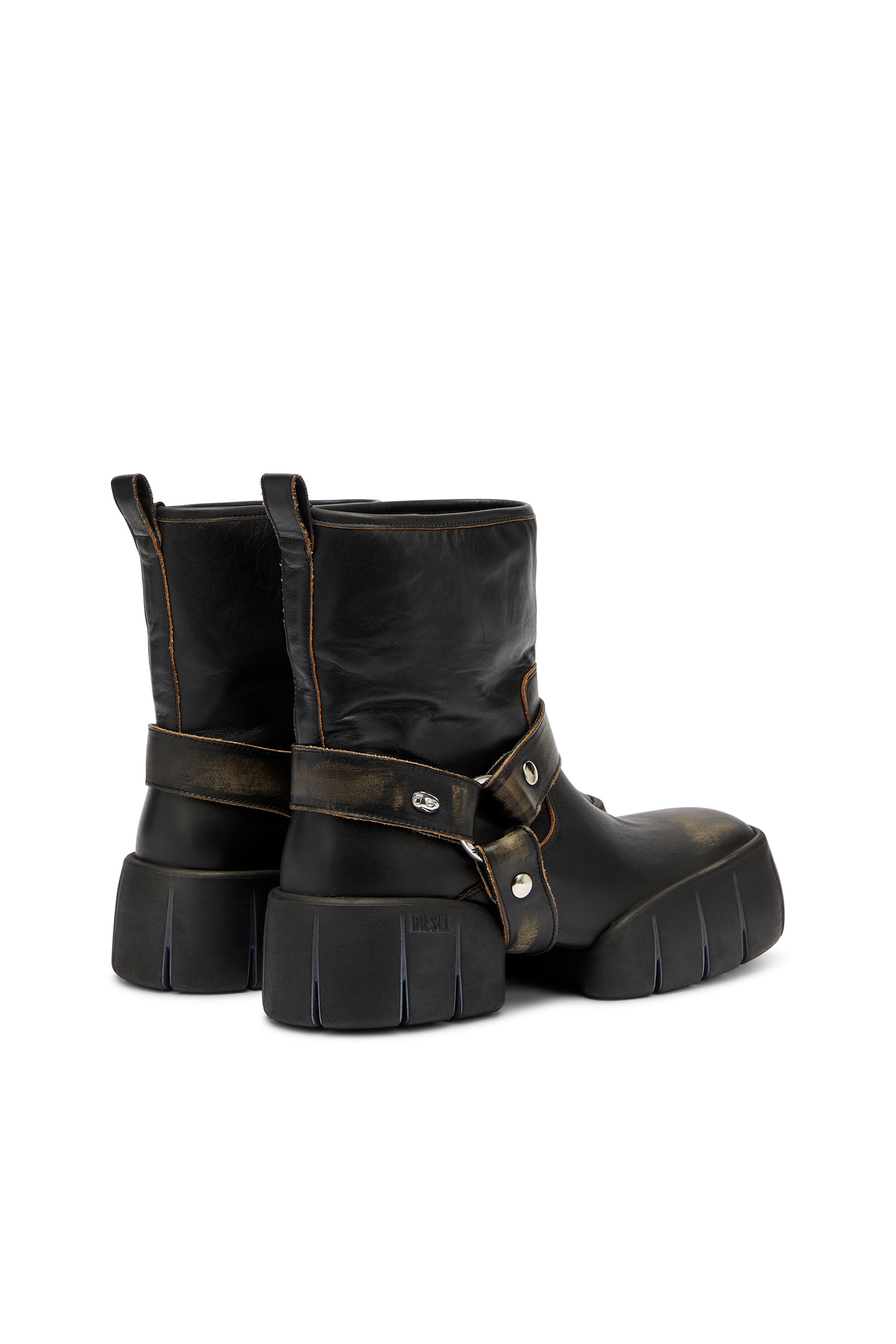 Diesel - D-TEX TU, Man's D-Tex - Biker boots in distressed leather in null - 3