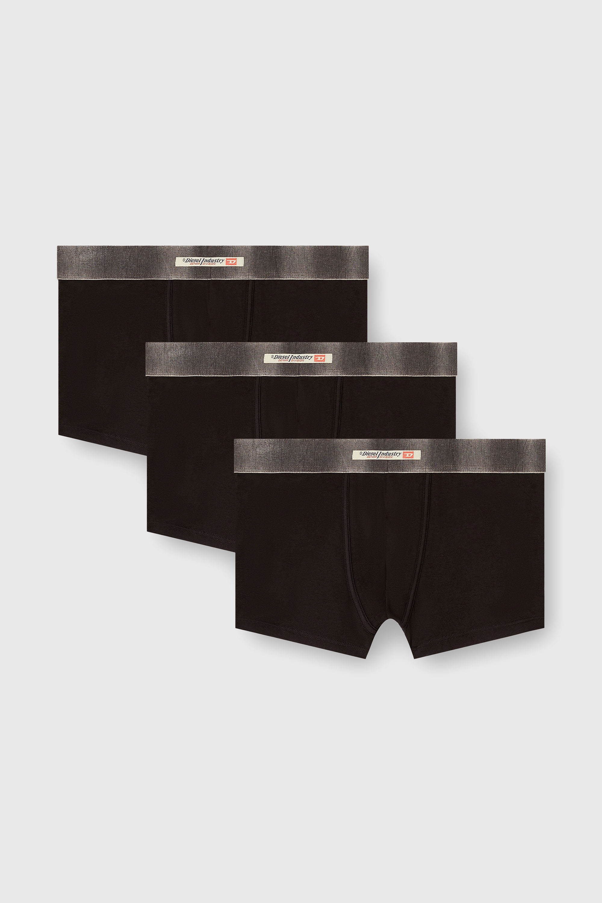 Diesel - DAMIEN-DNM-3PACK, Man's 3-pack of stretch cotton boxers with satin waistband in Black - 2