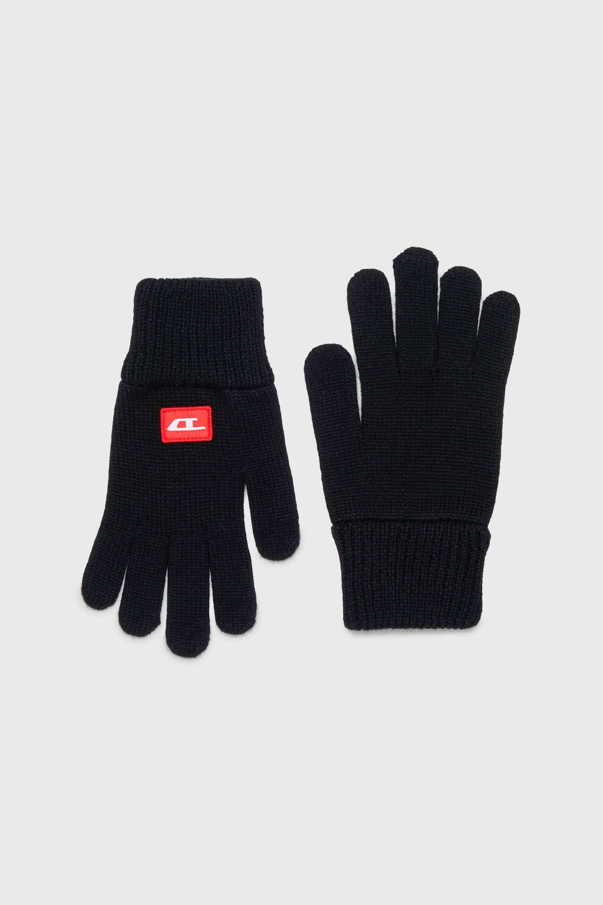 Diesel - NLOT, Unisex's Touchscreen gloves in wool-blend knit in Black - 1