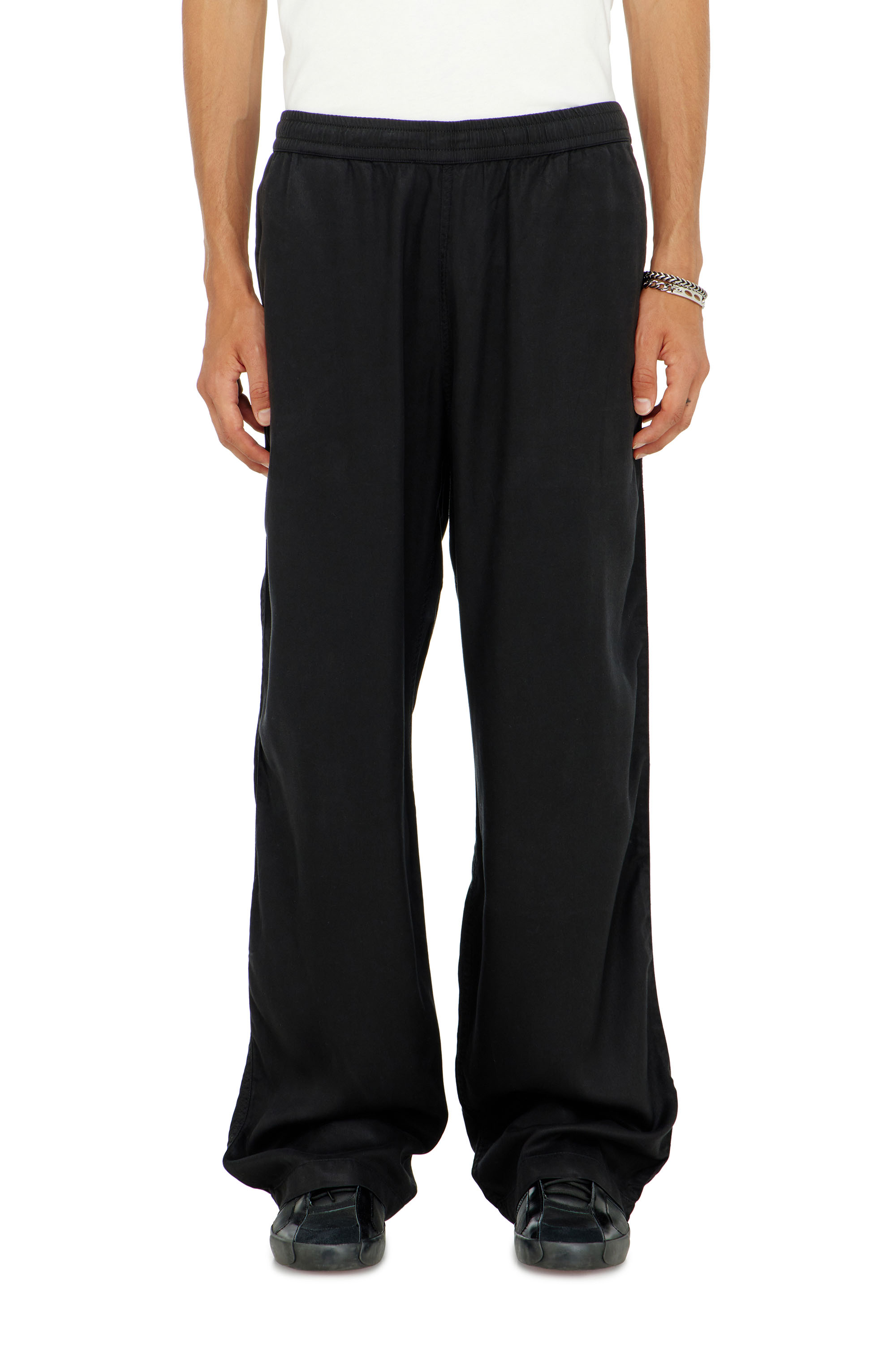 Diesel - P-DREYER-C, Man's Drawstring pants in faded twill in Black - 1