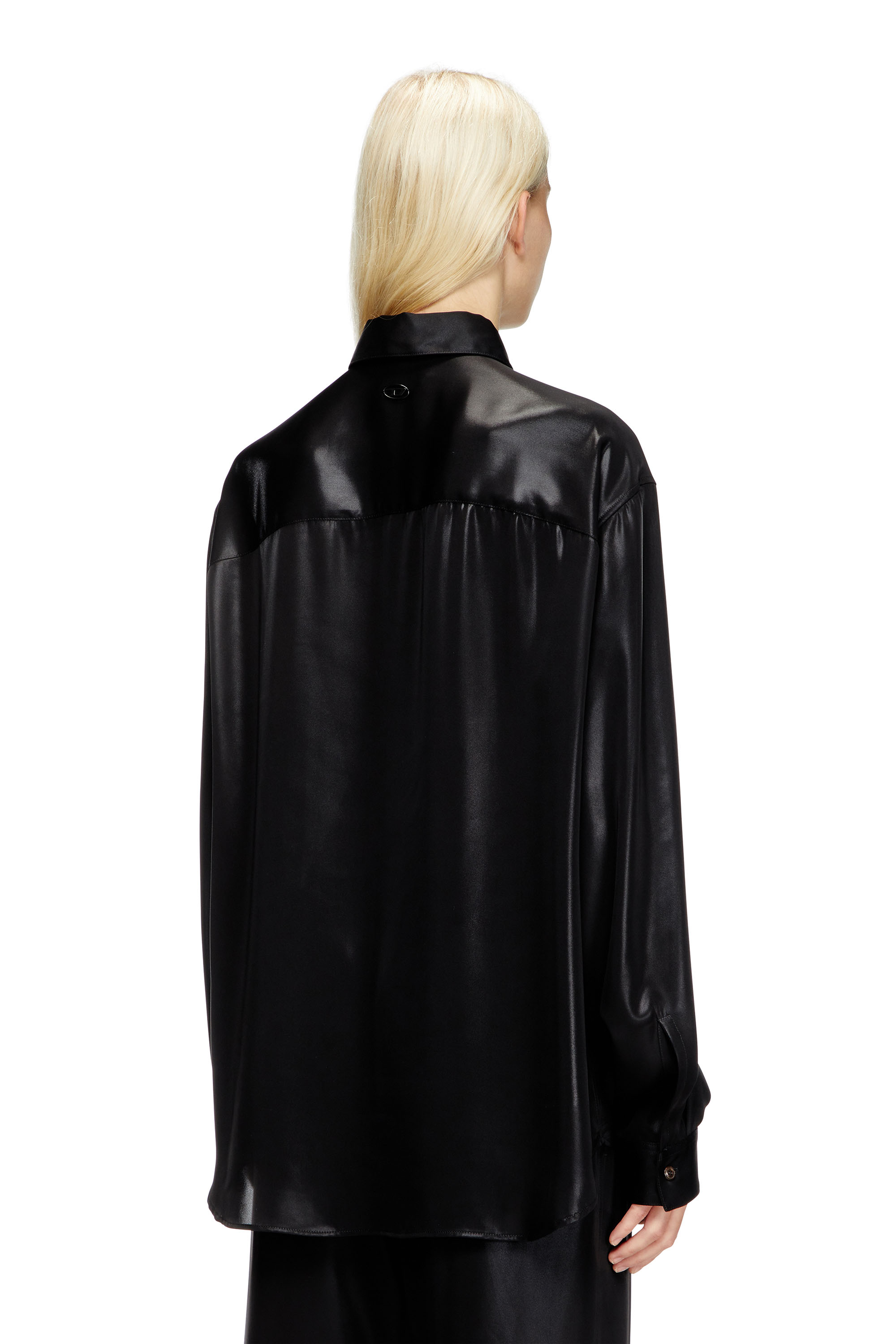 S-SIMPLY-C-WN-Q1, Black Diesel - S-SIMPLY-C-WN-Q1, Woman's Fluid shirt in laminated fabric in Black - 4