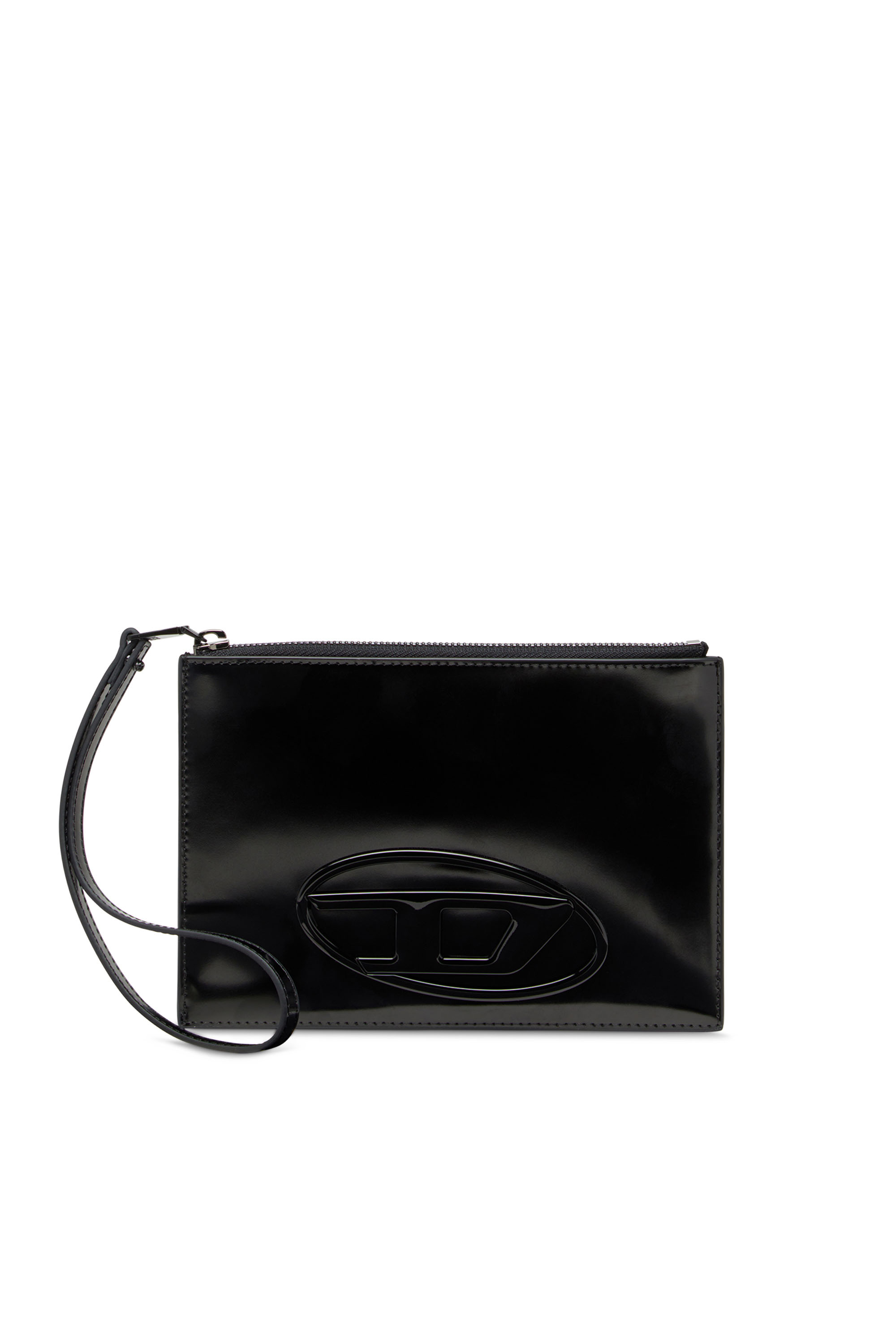 Diesel - 1DR POUCH III, Unisex's Zipped pouch in mirror leather in Black - 1