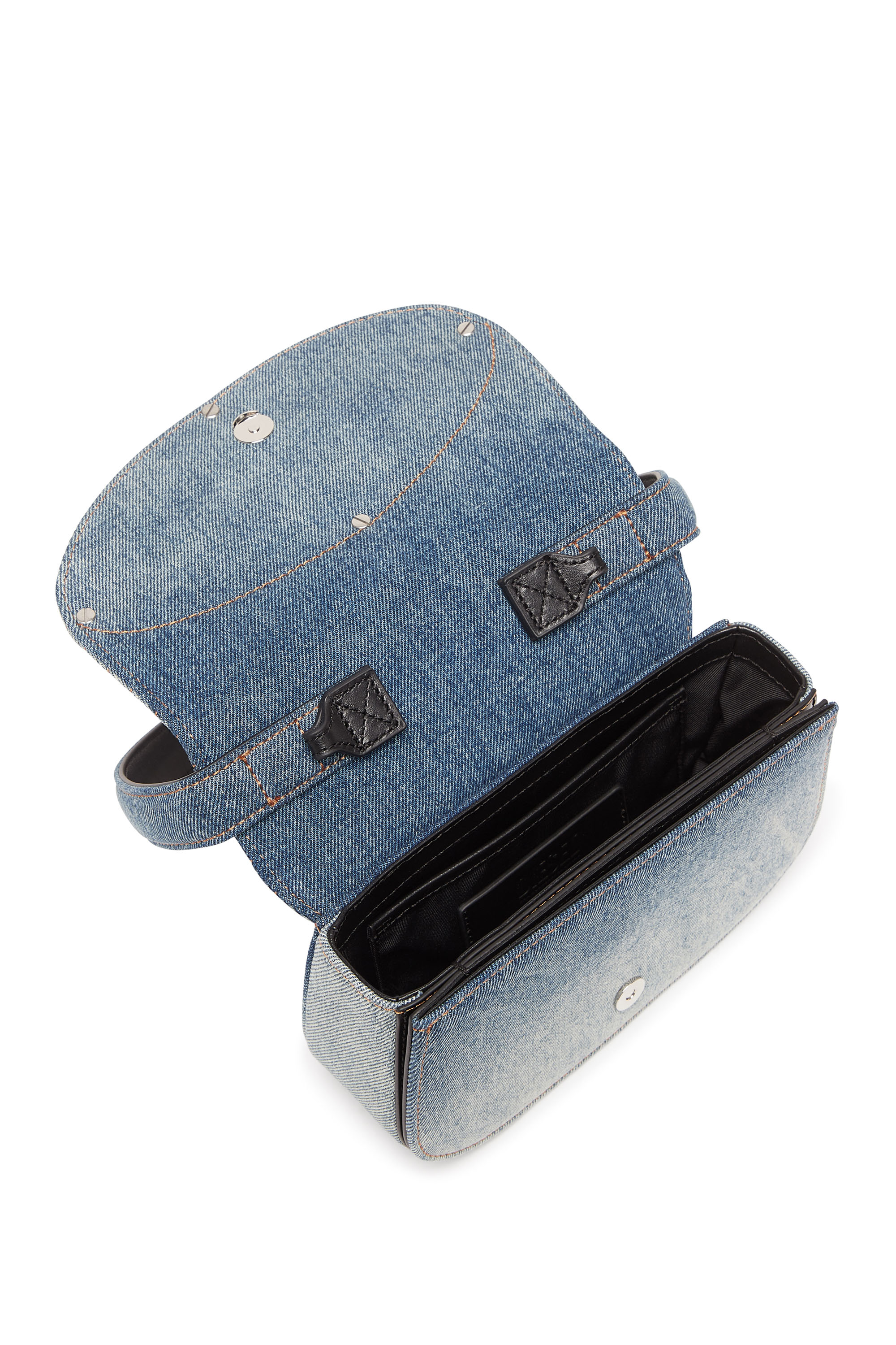 1DR, Blue/White Diesel - 1DR, Woman's 1DR - Iconic shoulder bag in solarised denim in Blue/White - 3