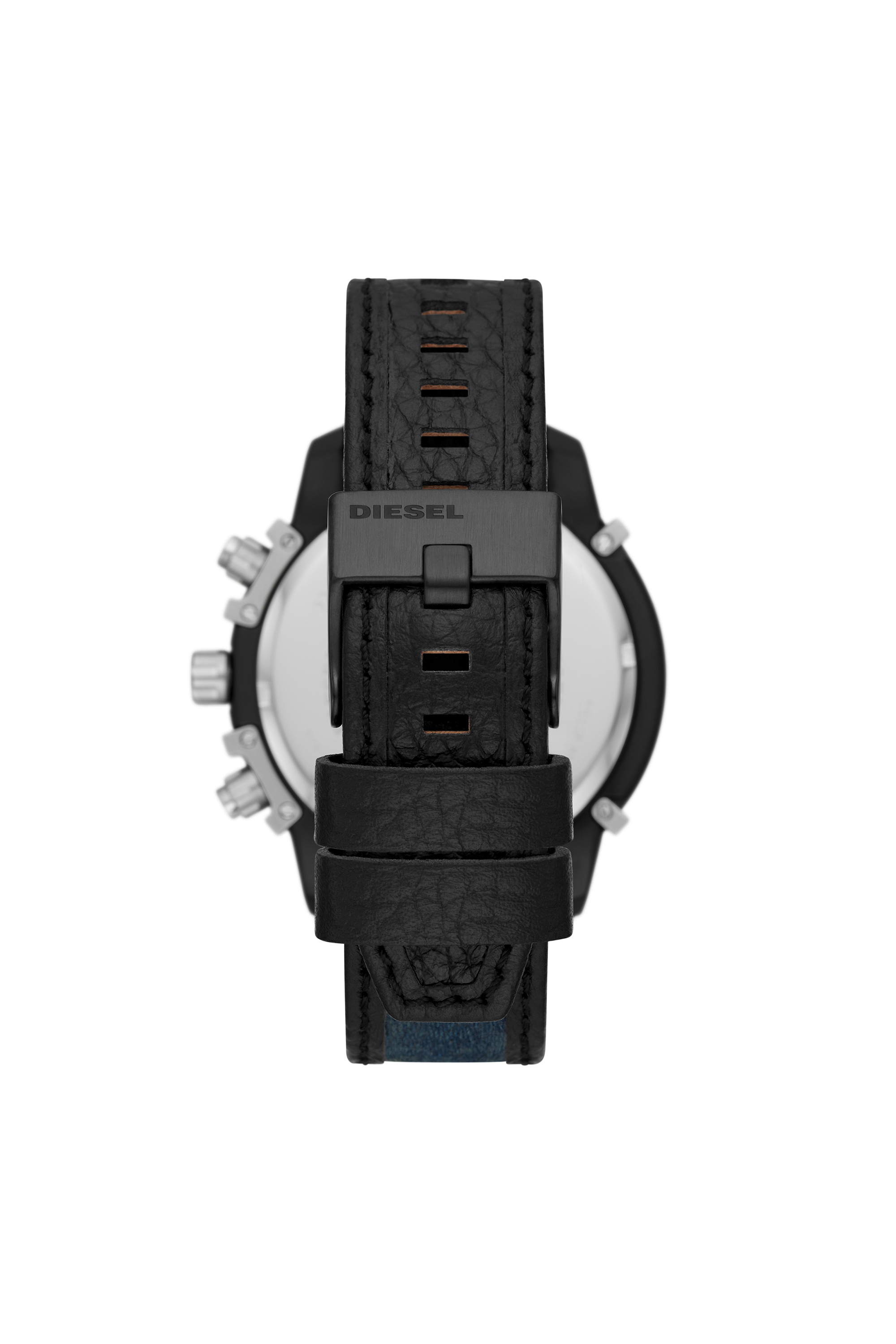 Diesel - DZ4572, Man's Griffed chronograph two-tone denim and leather watch in Blue - 2