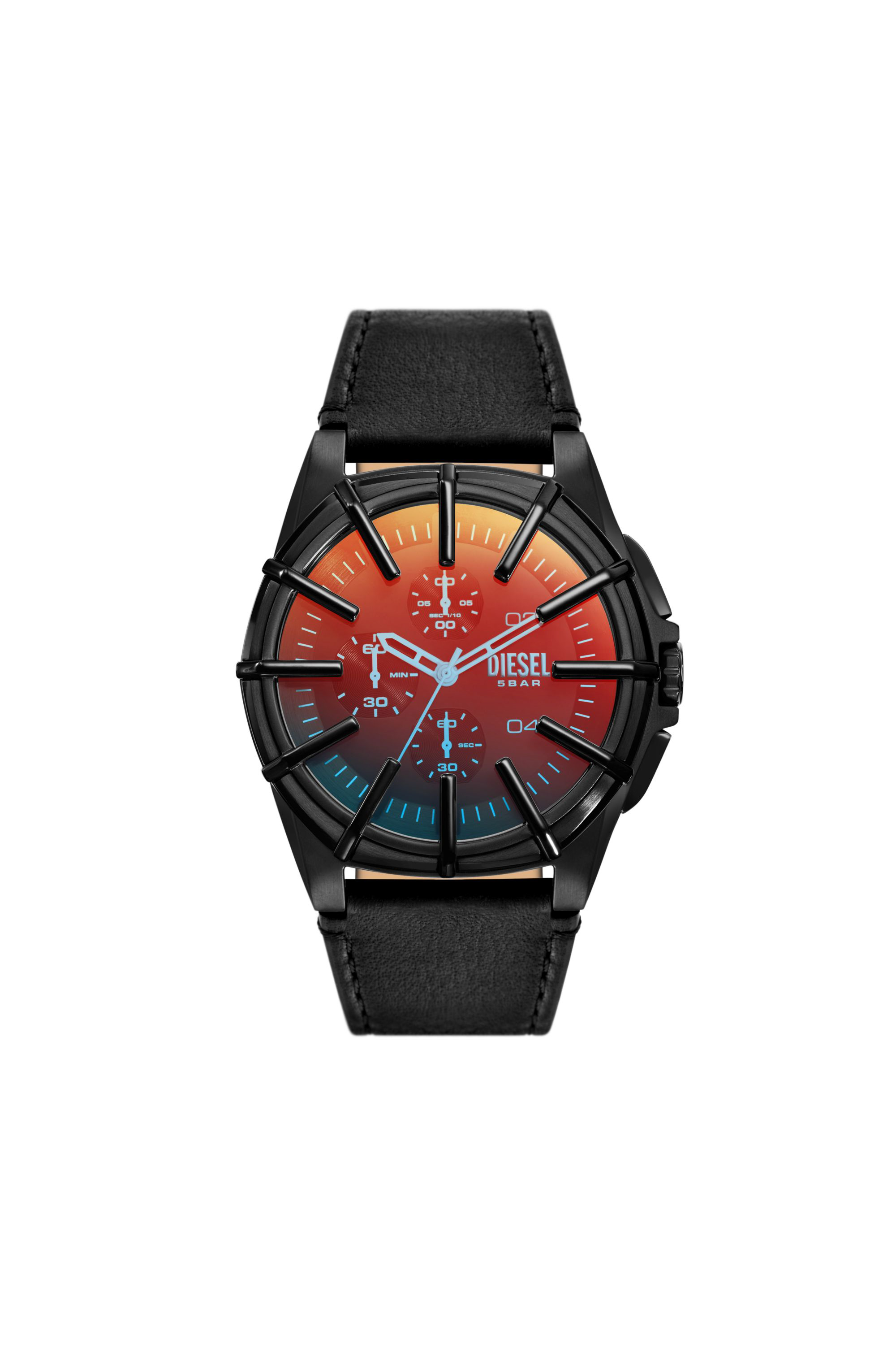 Diesel - DZ4658, Man Framed black leather watch in Black - Image 1