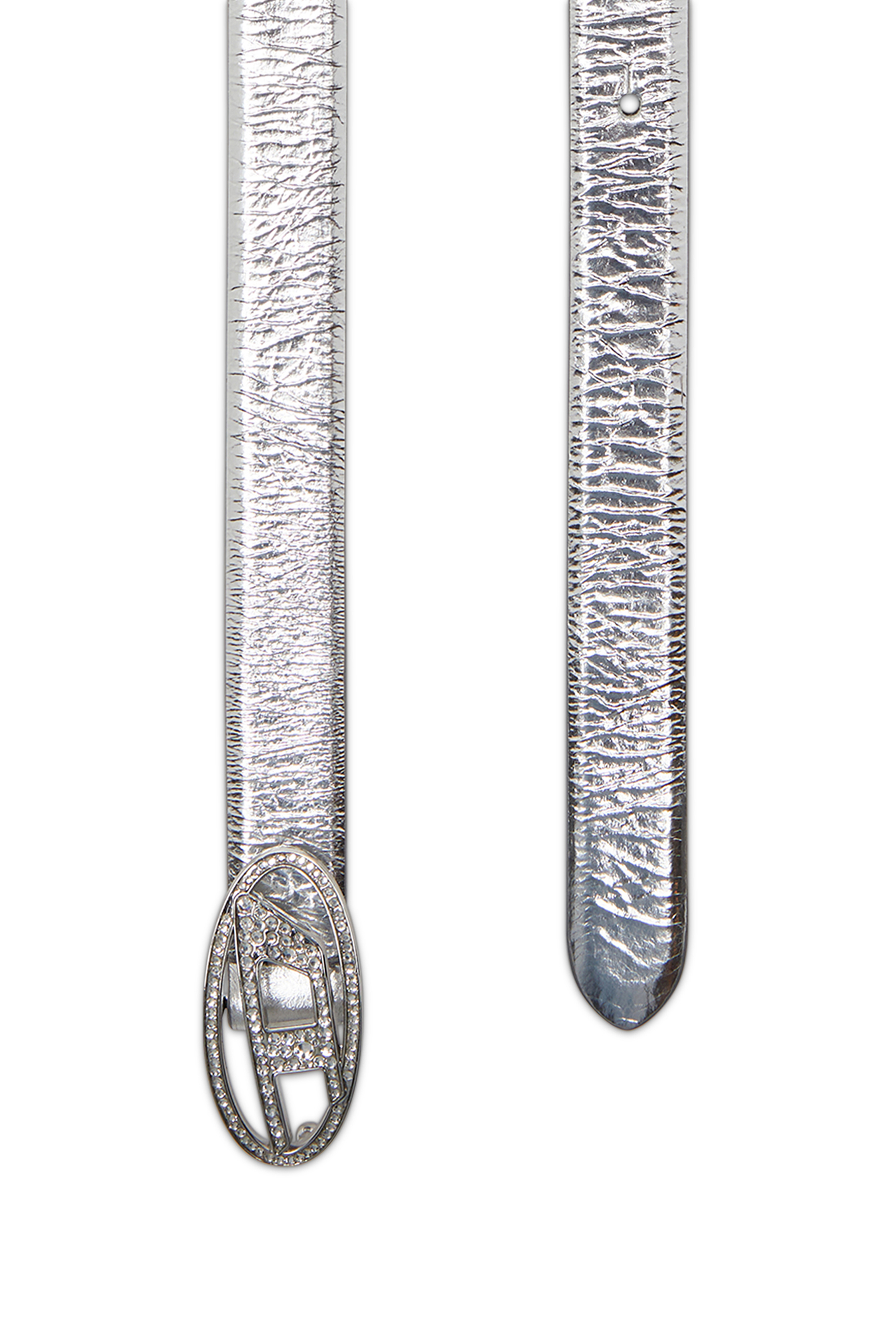 Diesel - B-1DR STRASS 20, Woman's 2 cm leather belt with crystal buckle in Silver - 2