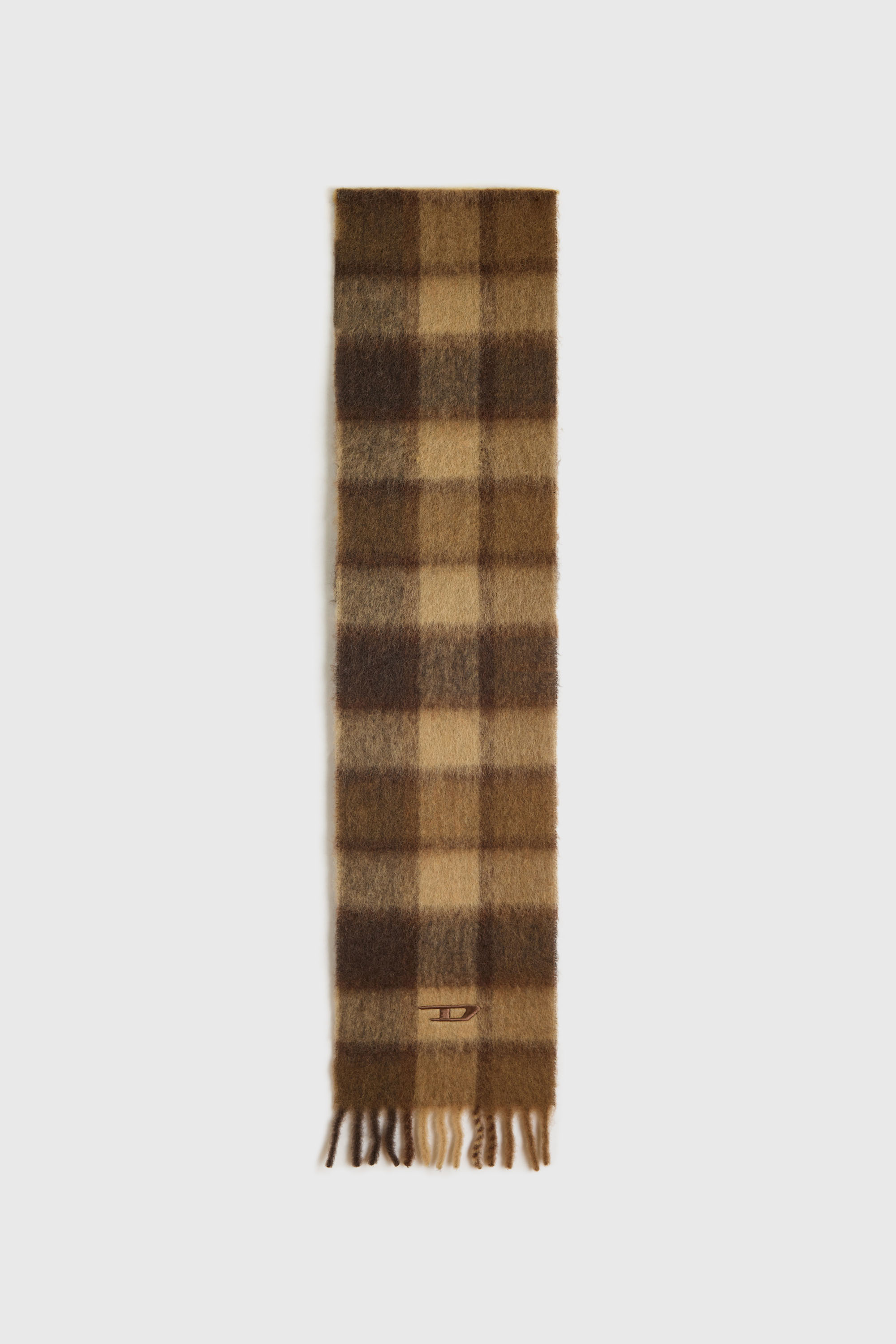 Diesel - S-IPON, Unisex's Check scarf in alpaca and mohair blend in Brown - 2