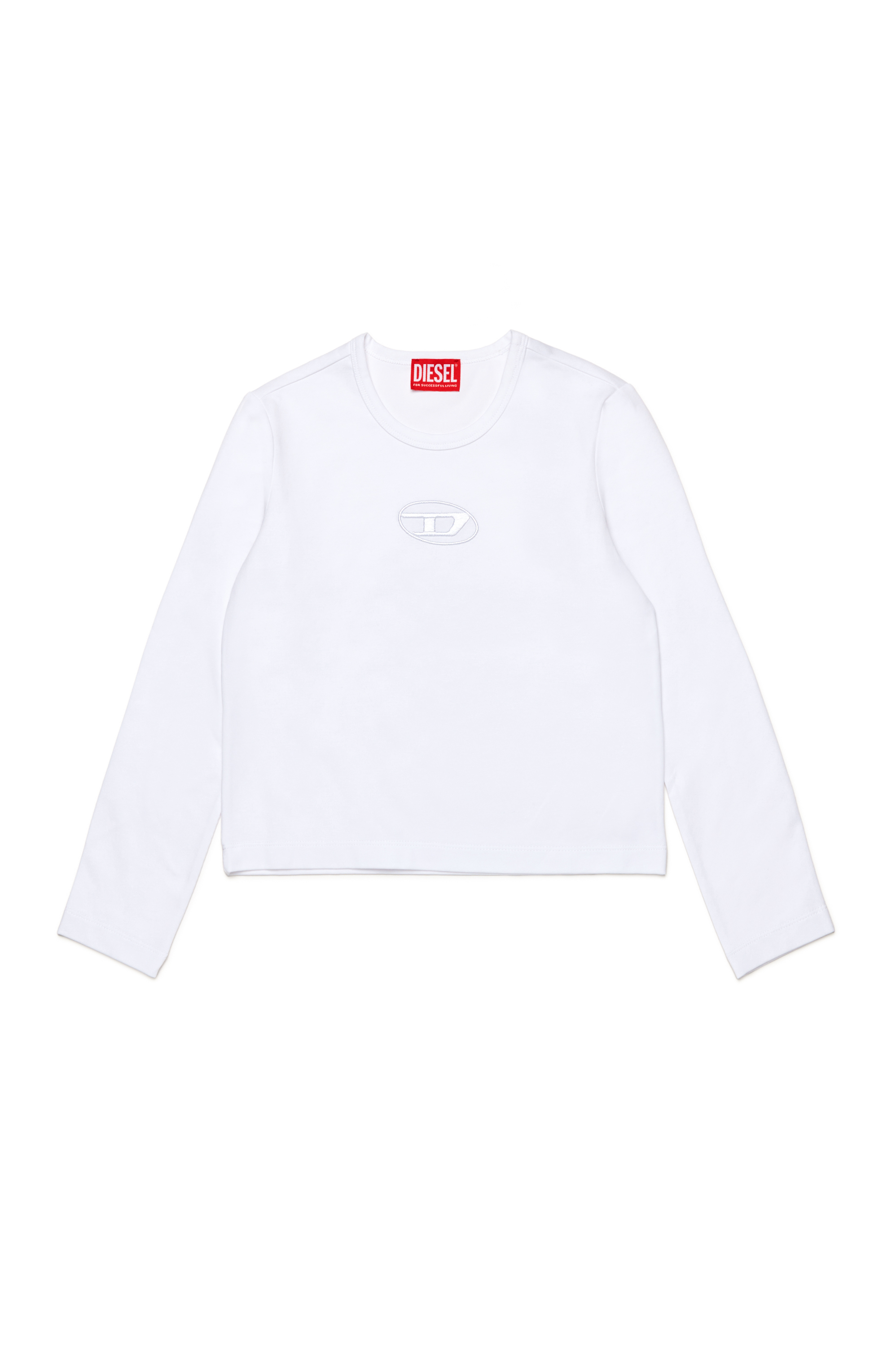 Diesel - TIVAL, Woman Long-sleeve T-shirt with logo embroidery in White - Image 1