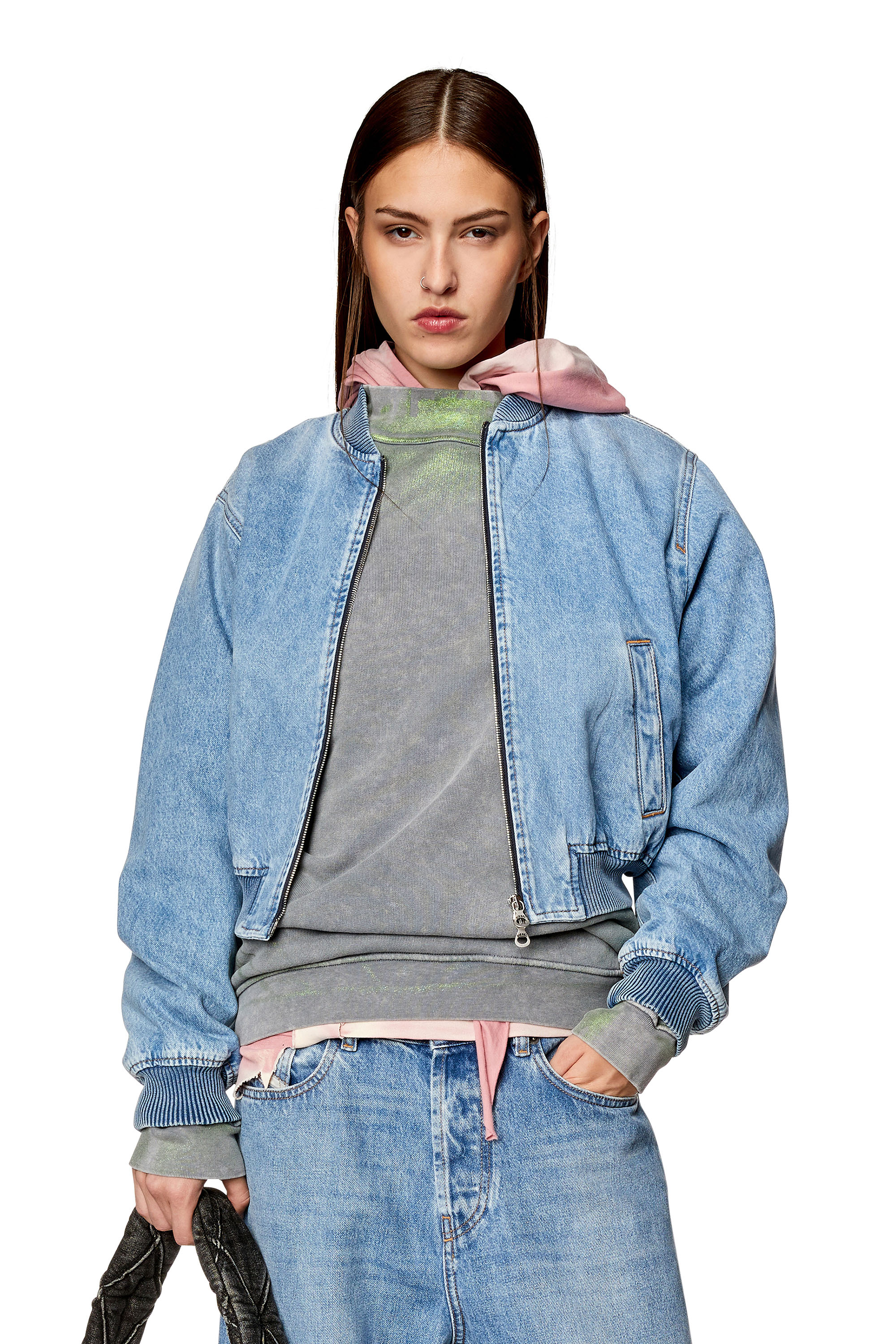 Diesel - DE-KIDDO, Woman's Bomber jacket in denim in Light Blue - 3
