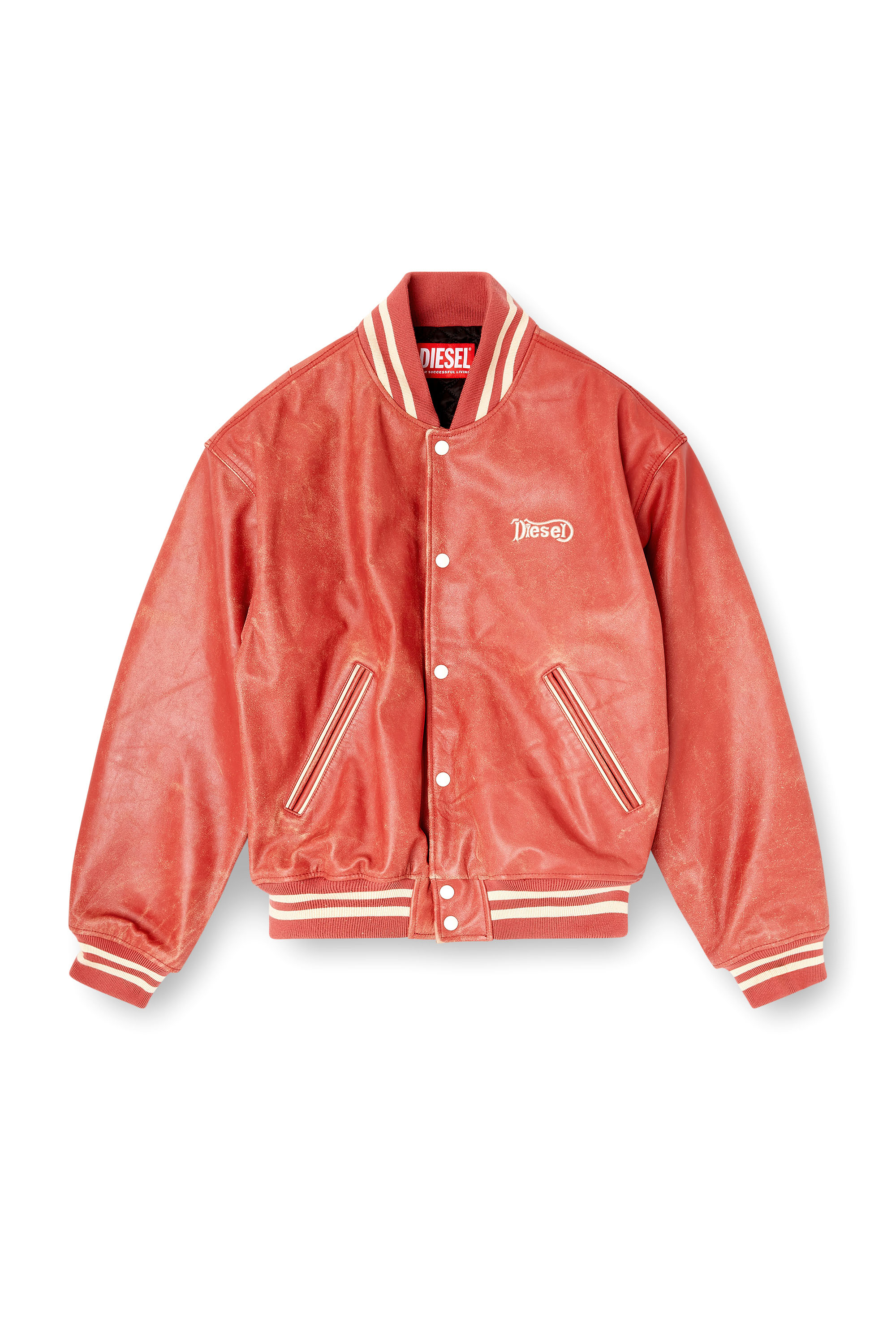 Diesel - L-DIFORDI-20TH, Unisex's Leather bomber jacket with Diesel logo in Red - 2