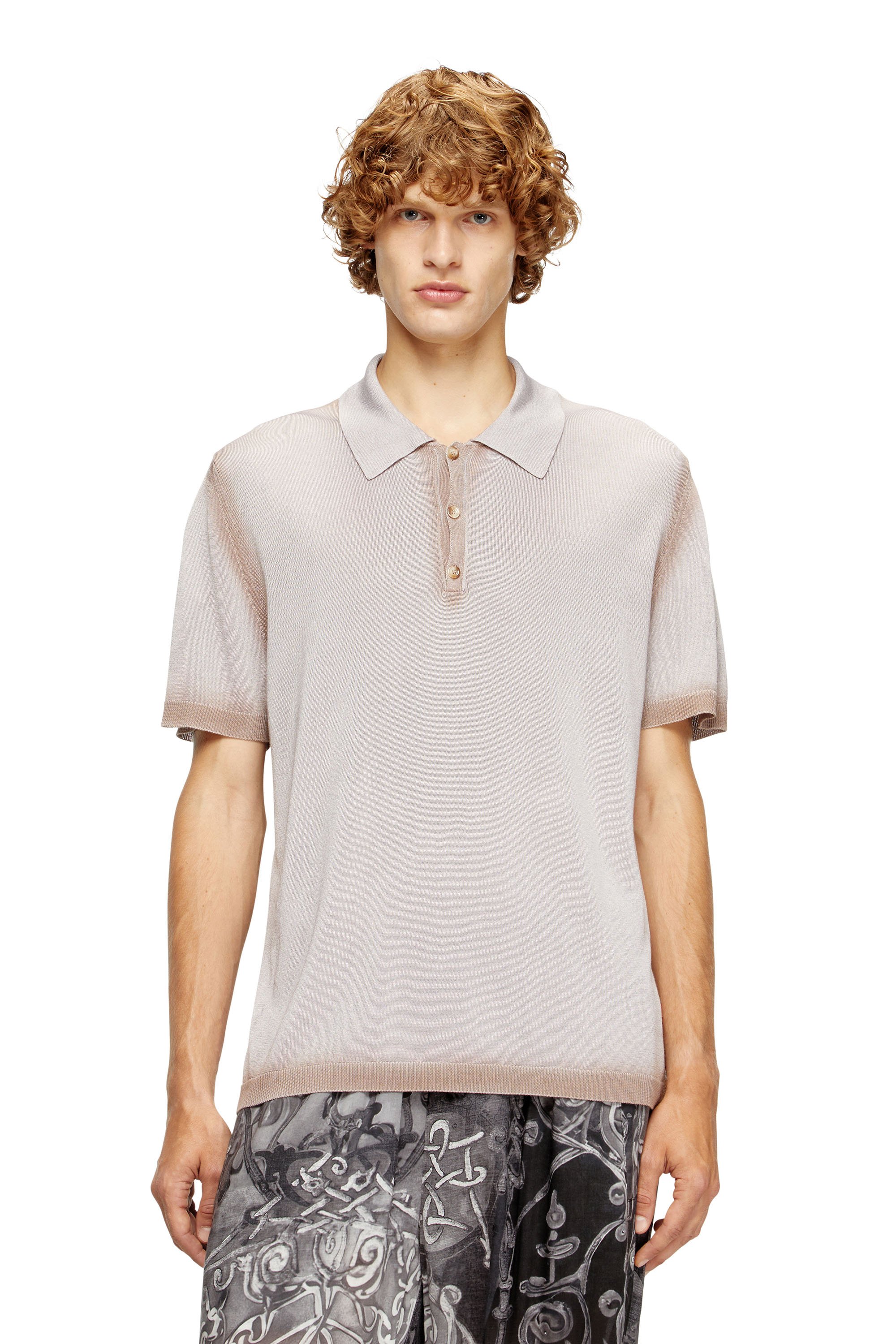 Diesel - K-VIRTO, Man's Dégradé knitted polo shirt in Beige - 1