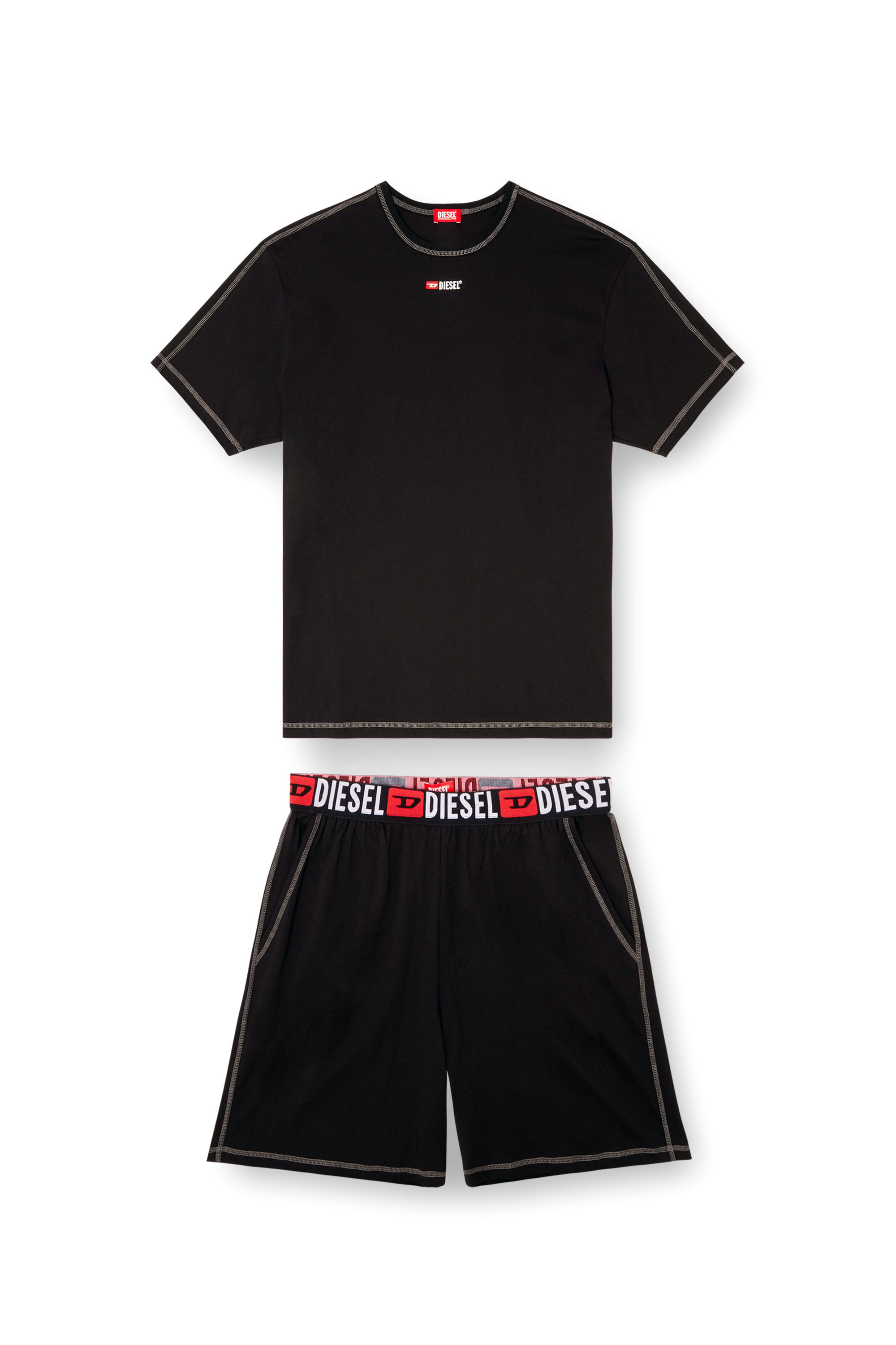 SET-ADAM-D-CORE, Black Diesel - SET-ADAM-D-CORE, Man's Short pyjamas in cotton jersey in Black - 2