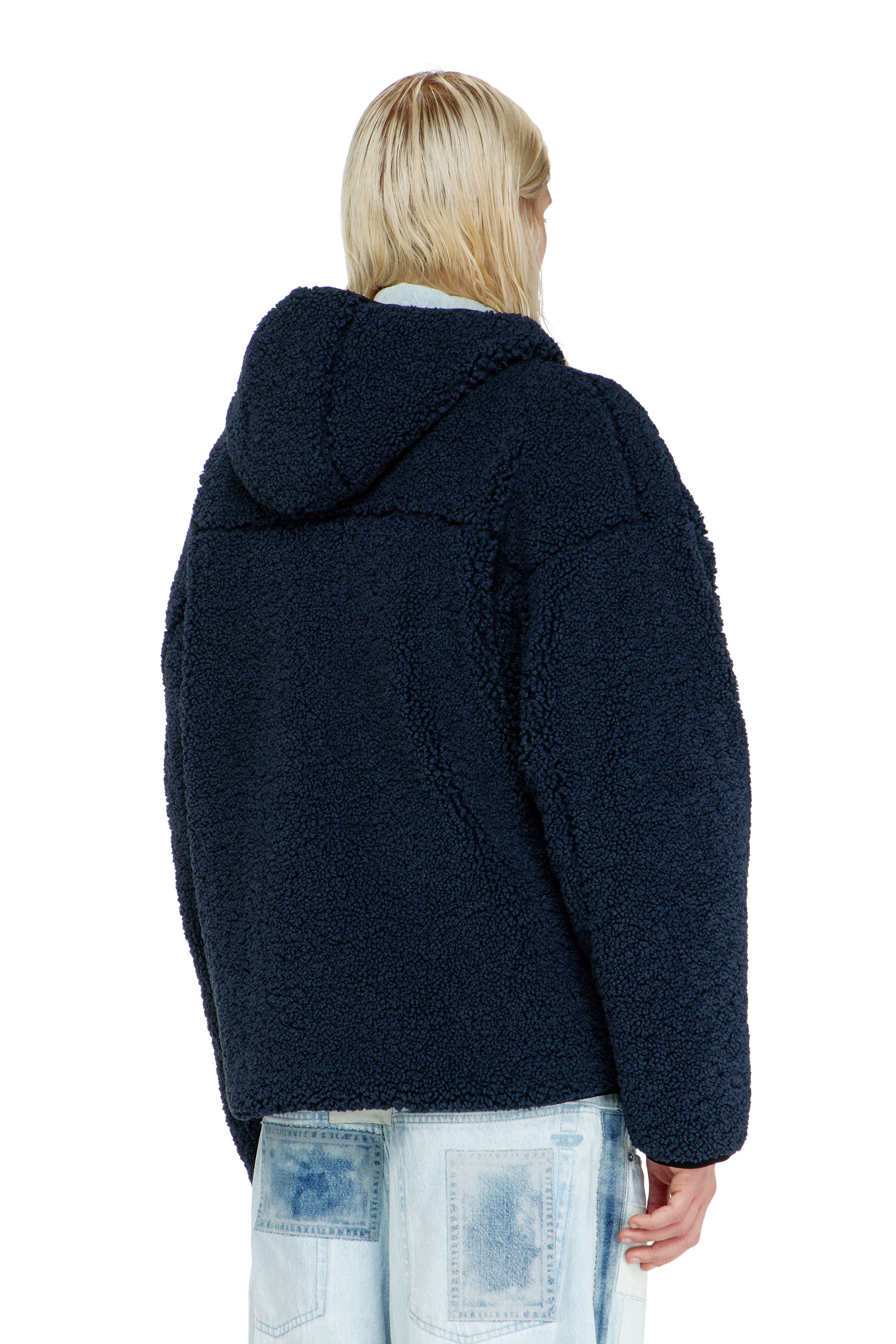 Diesel - S-ZAT, Man's Teddy hoodie sweatshirt in Dark Blue - 4