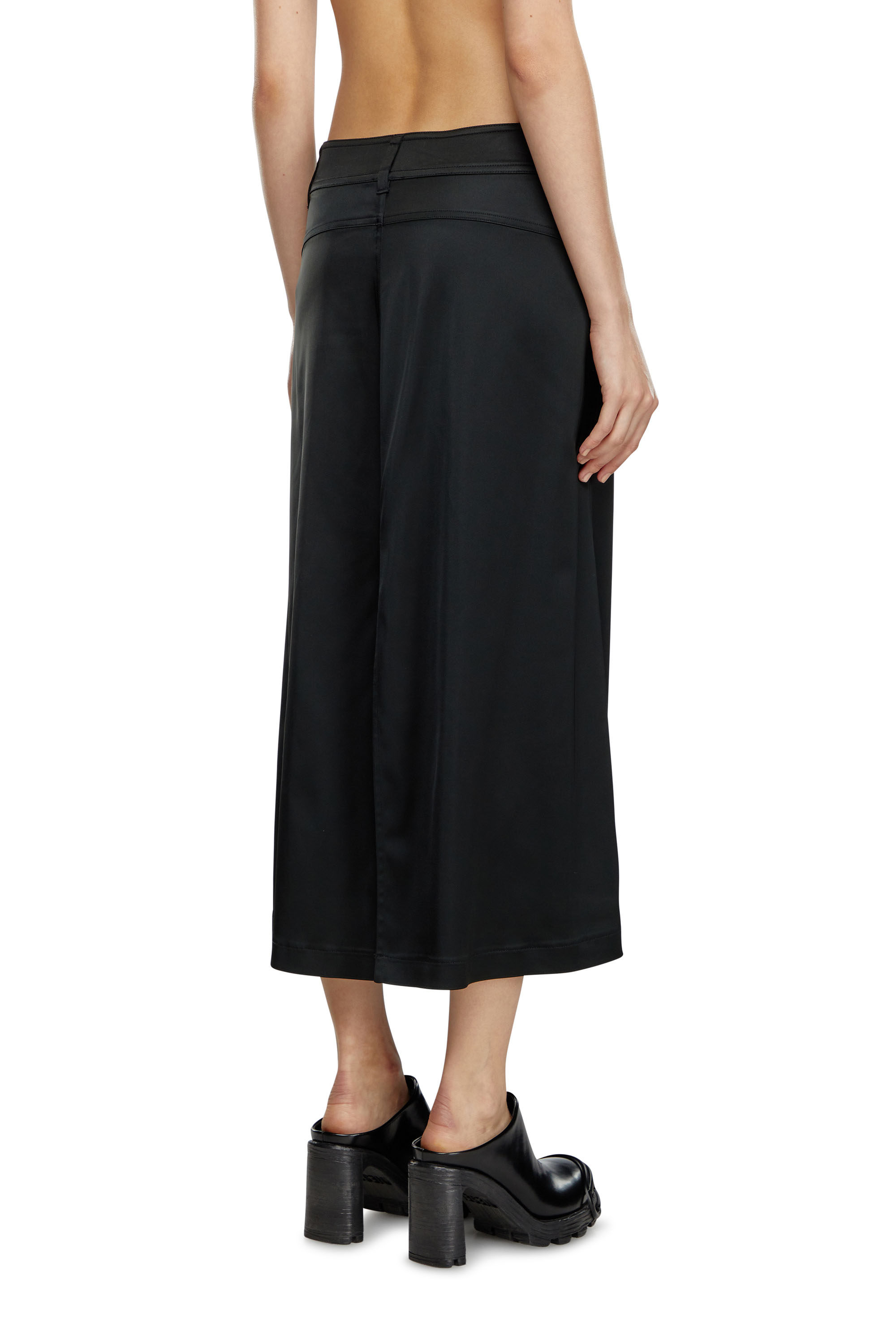 Diesel - O-YAN, Woman's Midi skirt in stretch satin in Black - 4