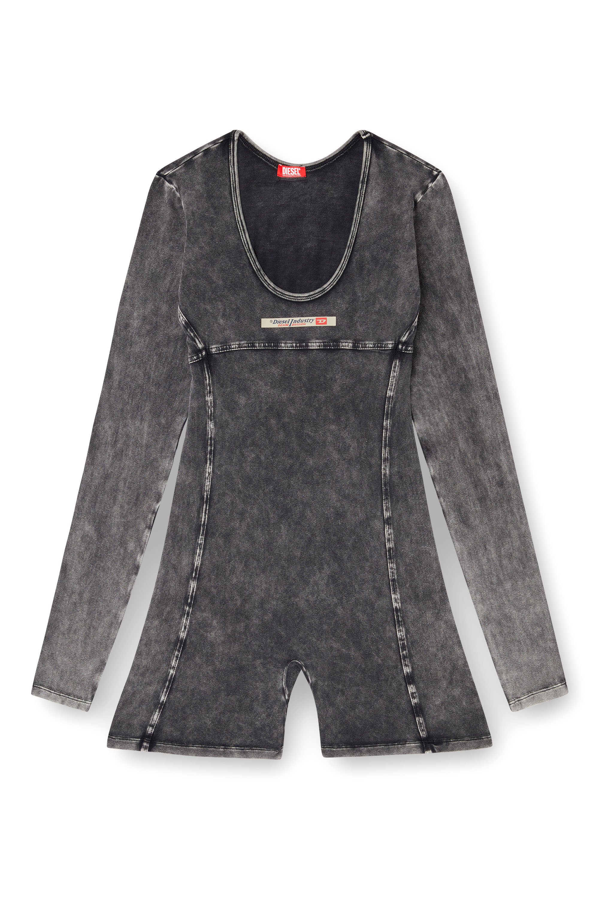 Diesel - KARIM-DNM, Woman's Playsuit in denim-effect jersey in Black - 2
