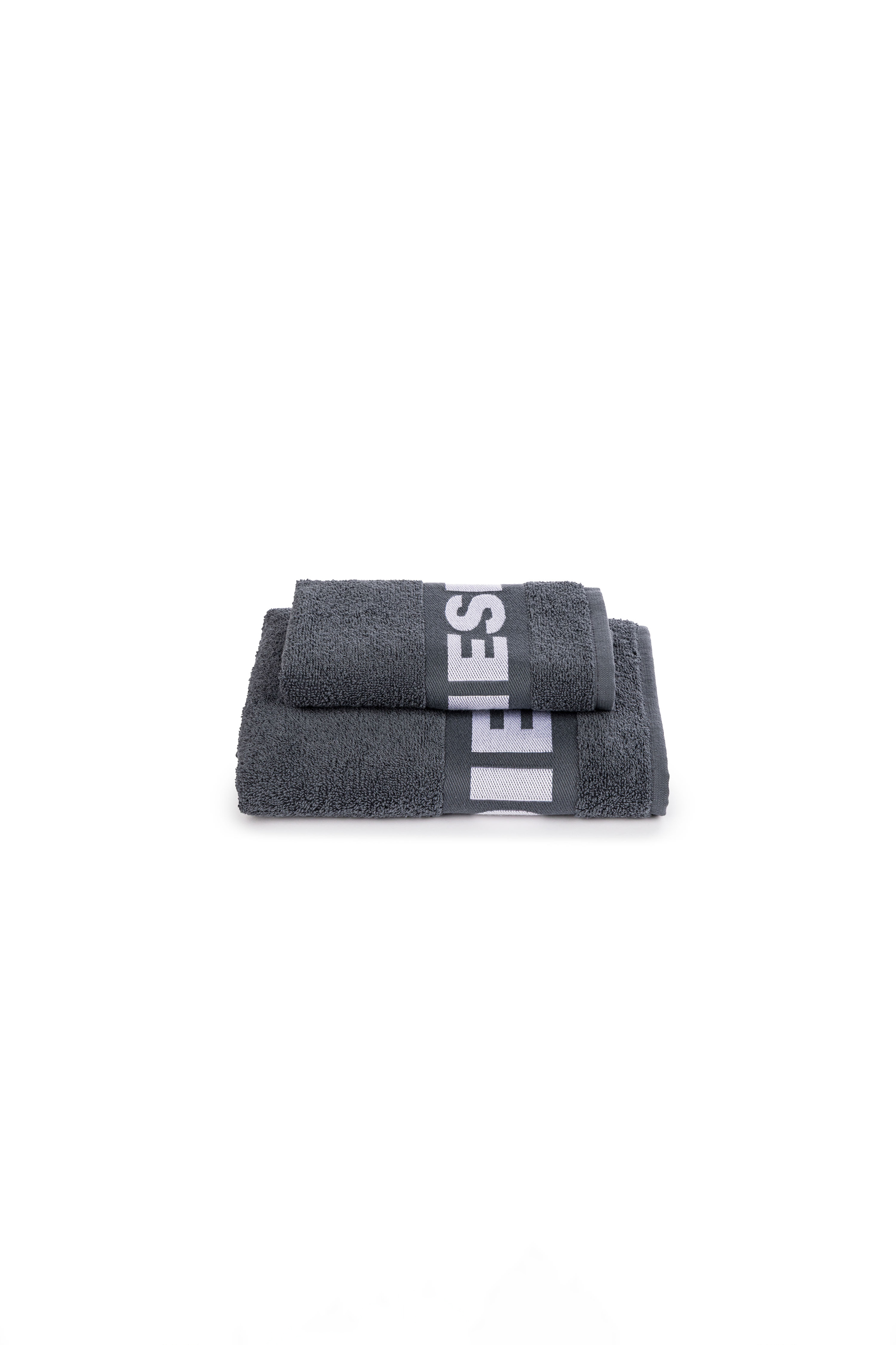 Diesel - 1015131 LOGO-COTTON TOWEL SET 1+1 GREY, Unisex's Logo-Cotton Terry Towel Set in Dark grey - 1