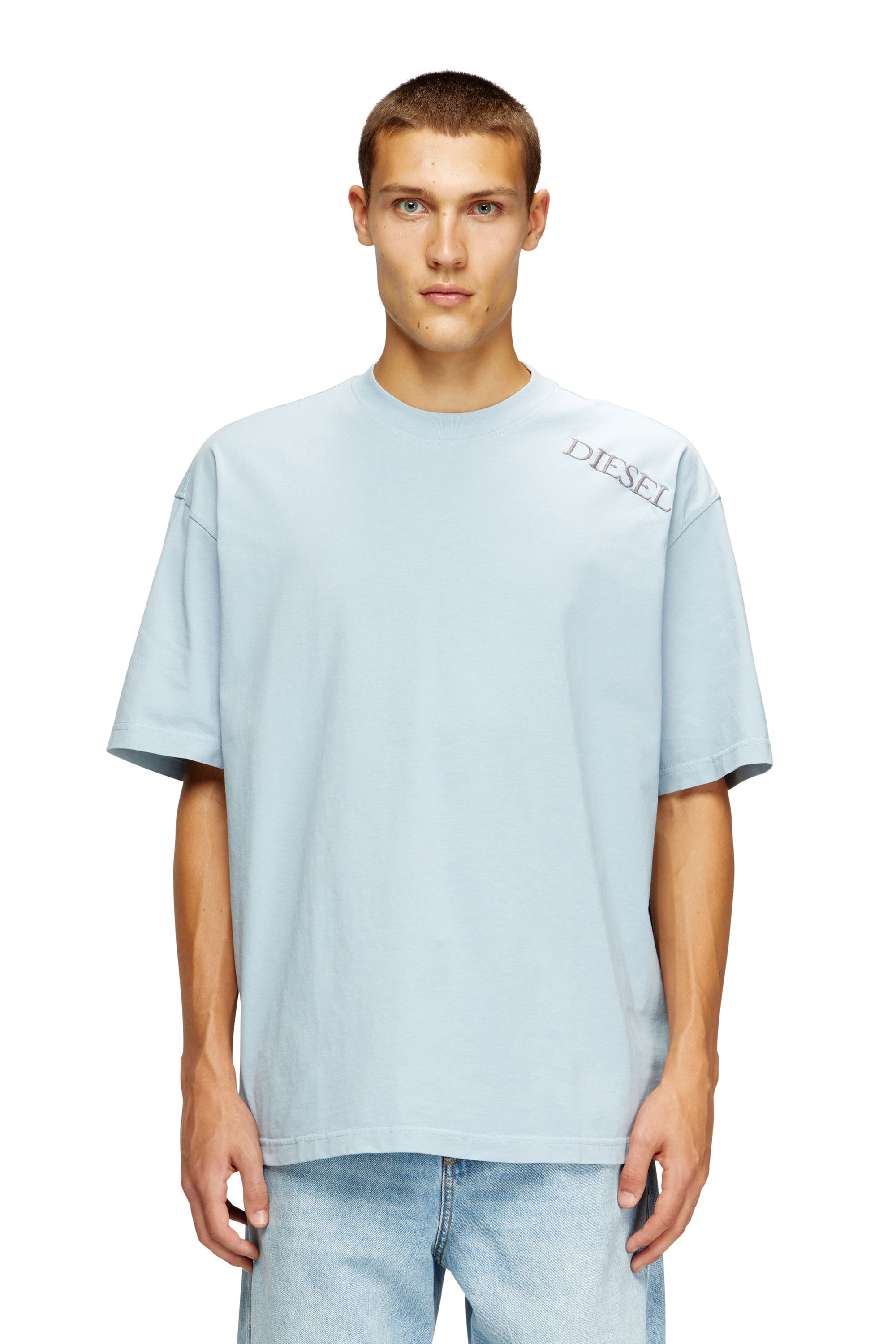 T-BOGGY-T5, Light Blue Diesel - T-BOGGY-T5, Man's Loose fit t-shirt with graphic print and logo in Light Blue - 3