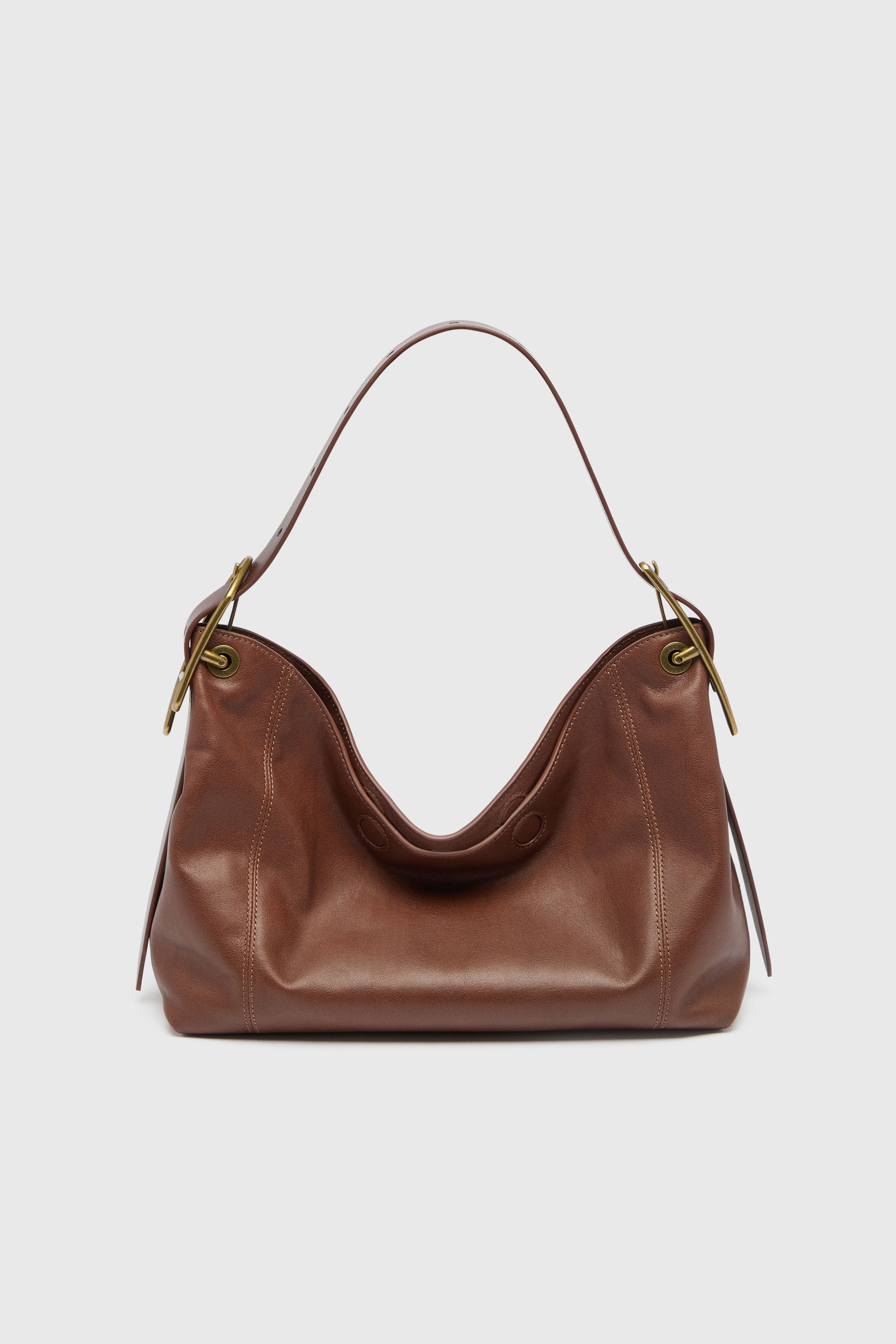 Diesel - D-LINE HOBO S, Woman's D-Line-Shoulder bag in leather in Dark Brown - 1