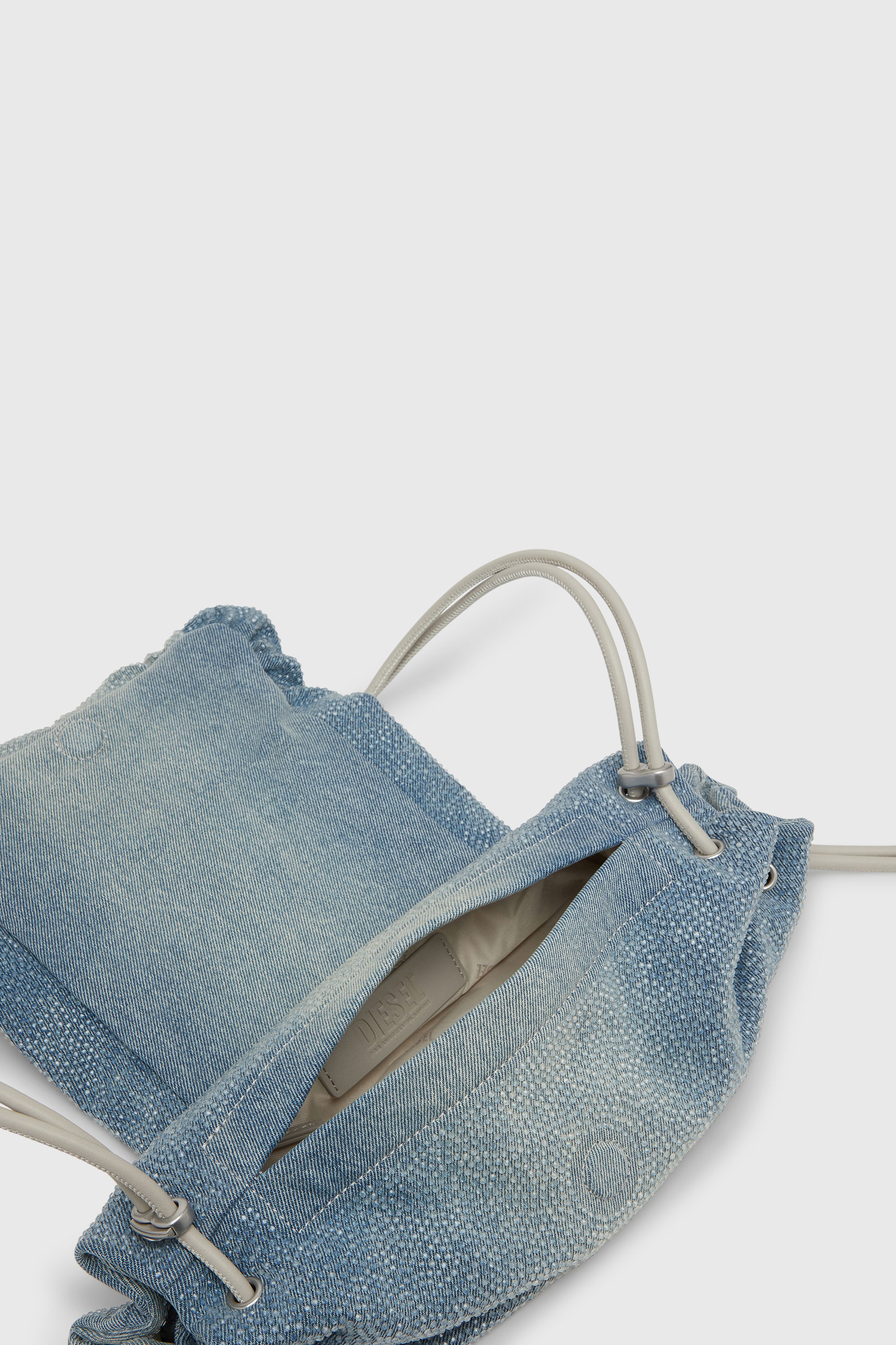 Diesel - SCRUNCH-D SHOULDER S, Woman's Scrunch-D - Shoulder bag in denim with transparent crystals in Blue - 4