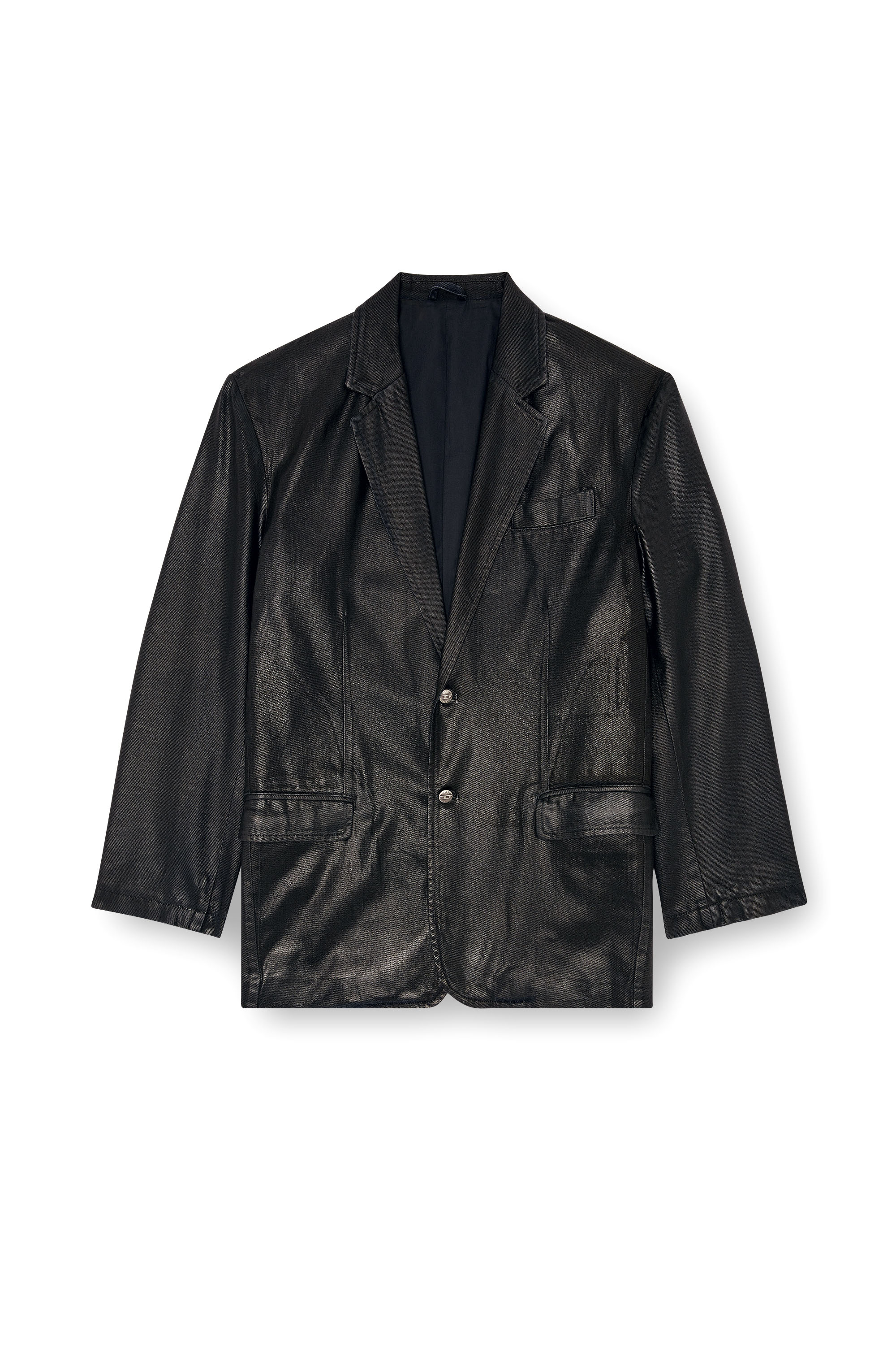 Diesel - D-BLA, Unisex's Blazer in coated tailoring denim in Black - 3