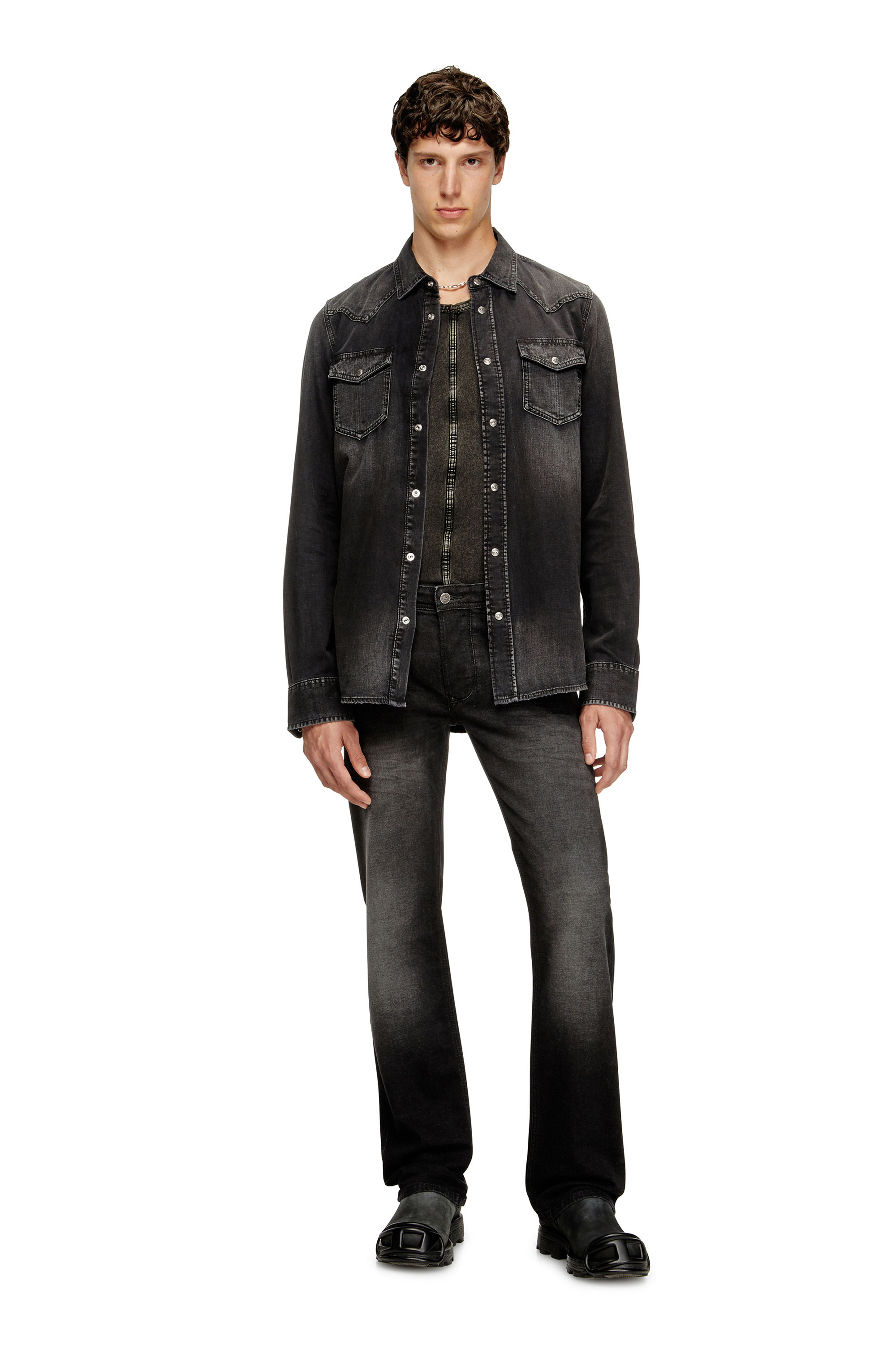Diesel - D-VEGA, Man's Denim overshirt in Black - 2