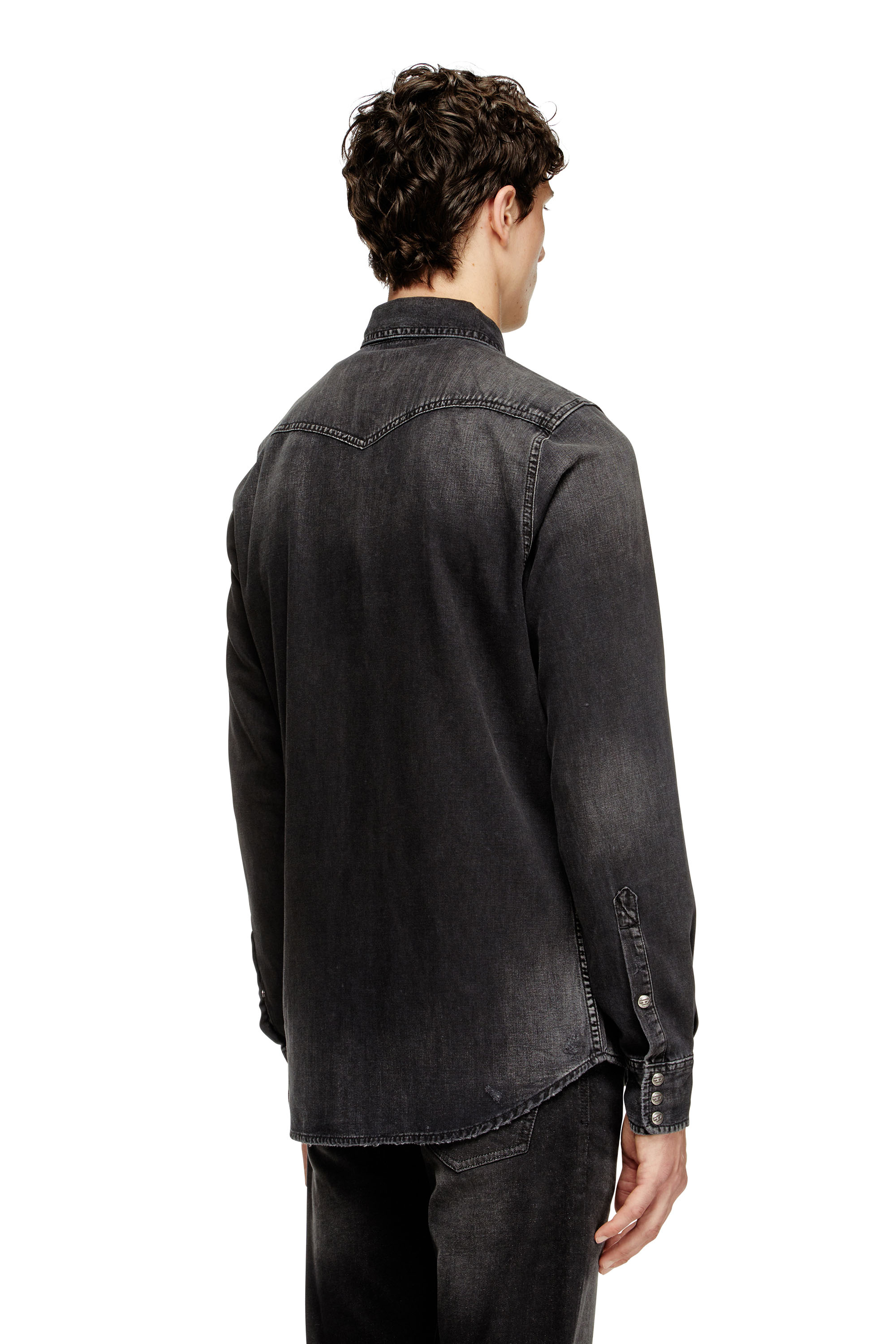 Diesel - D-VEGA, Man's Denim overshirt in Black - 4