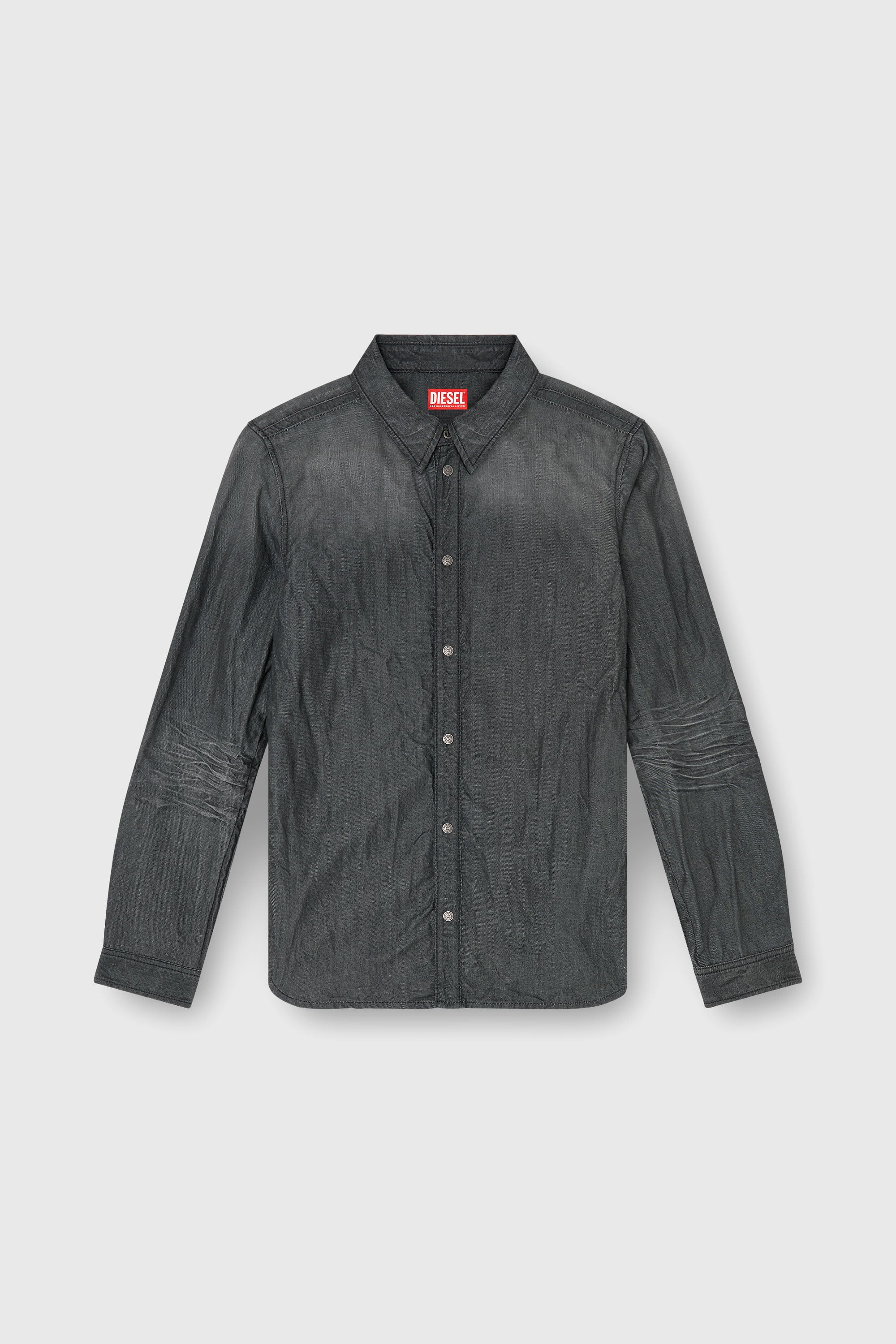 Diesel - D-SYNAR-FSJ2, Man's Shirt in creased denim in Dark grey - 2