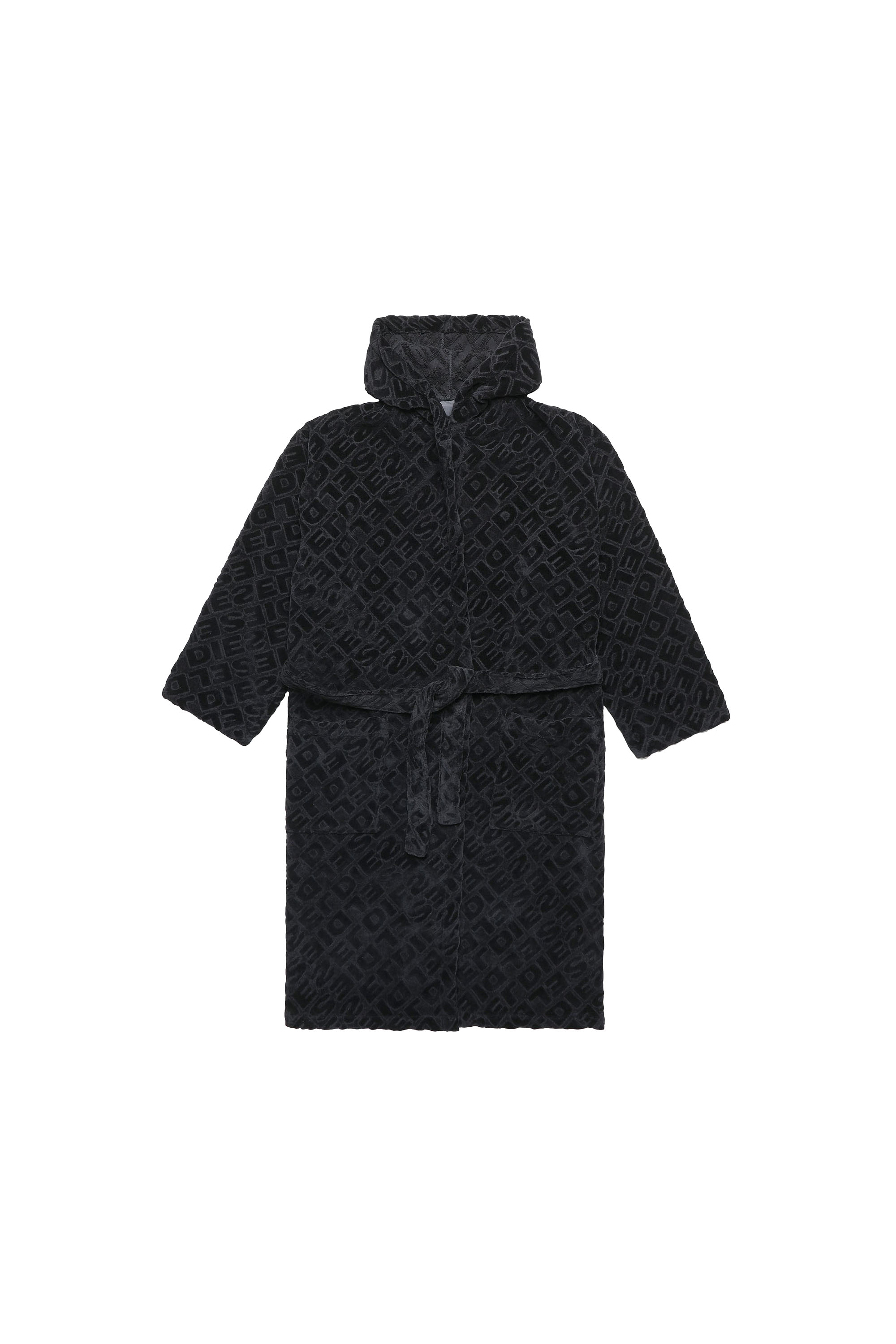 Diesel - ACC  3DLOGO     CAP S/M, Unisex's Bathrobe with hood 3D LOGO, S/M in Black - 2