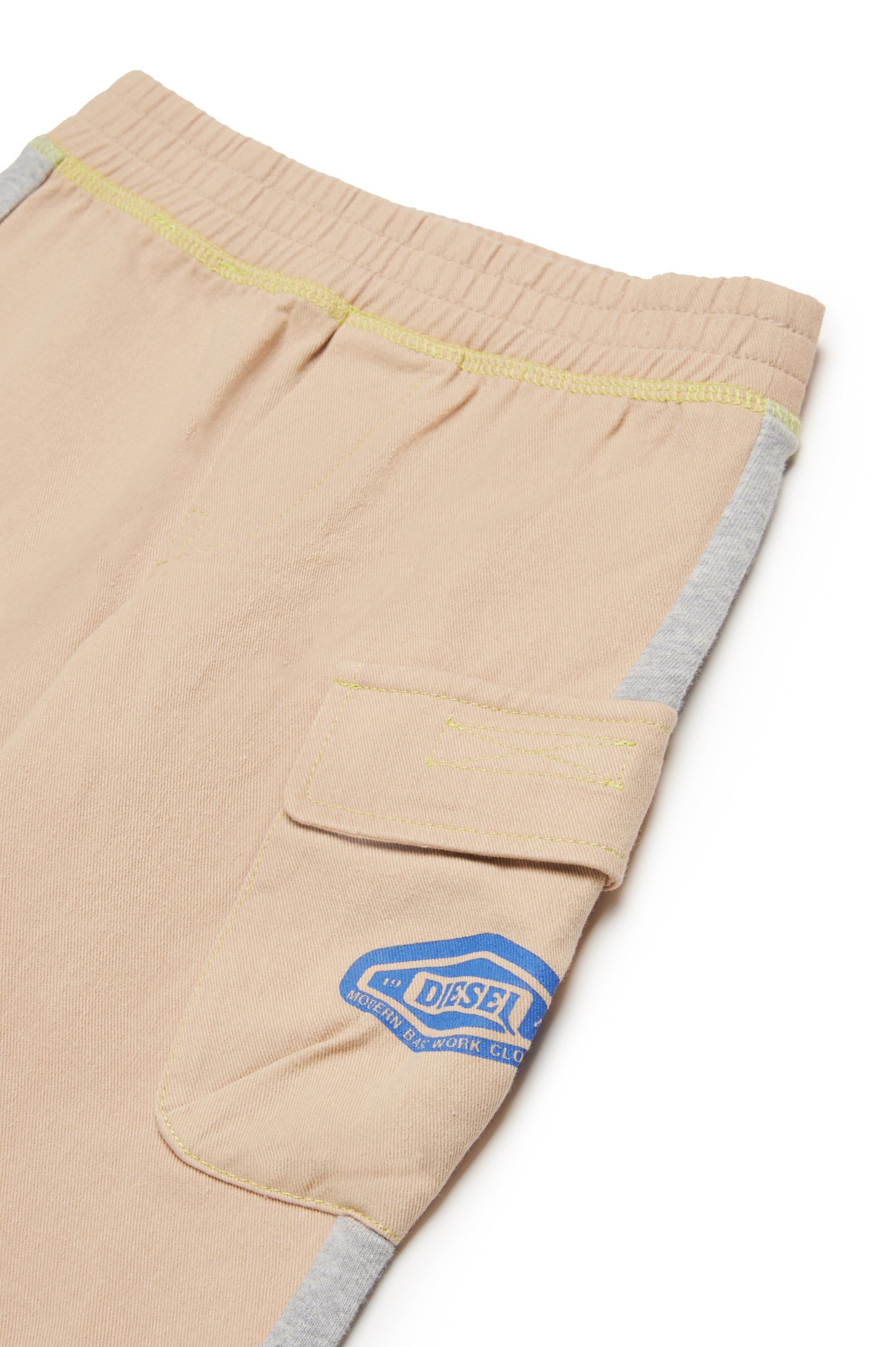 Diesel - PARDIB, Man's Cargo sweatpants in gabardine and jersey in Light Brown - 3